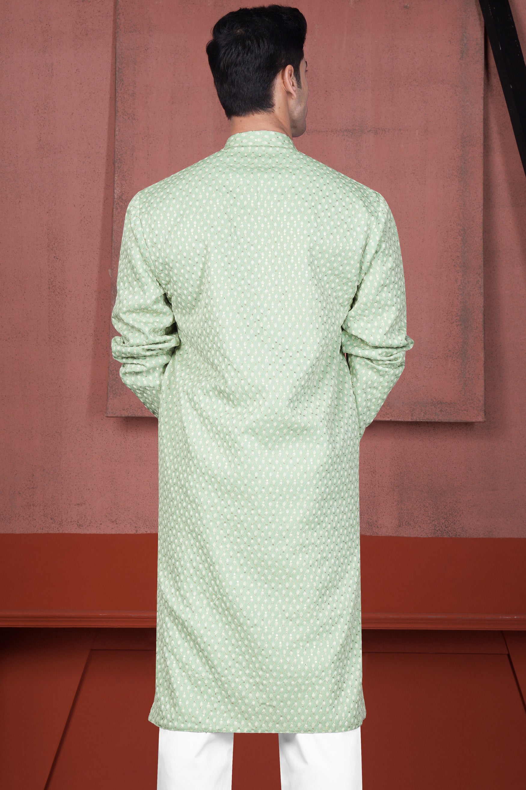 Tasman Green Embroidered Viscose Designer Kurta