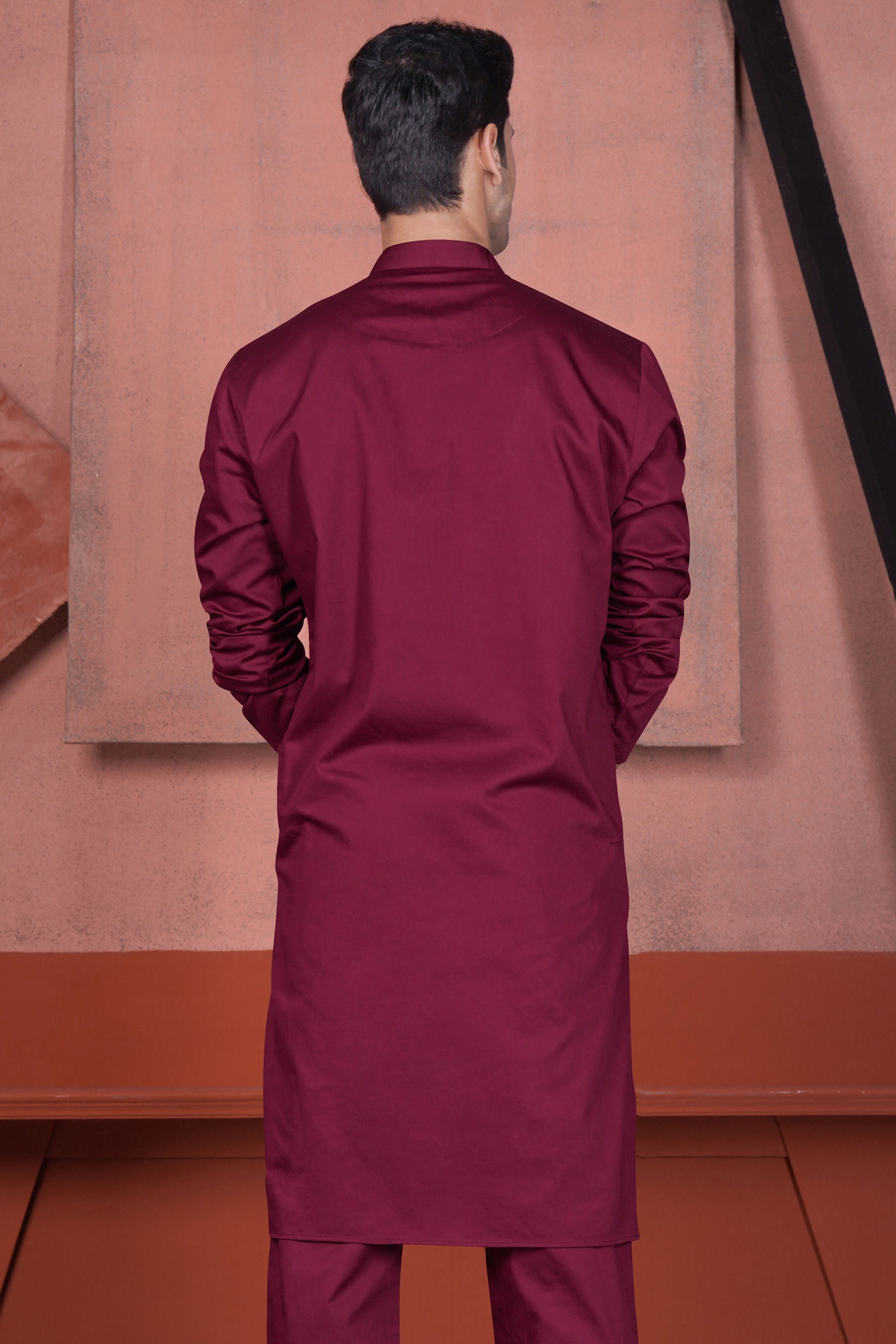 Merlot Maroon Alpana Art Hand Painted Subtle Sheen Super Soft Premium Designer Kurta