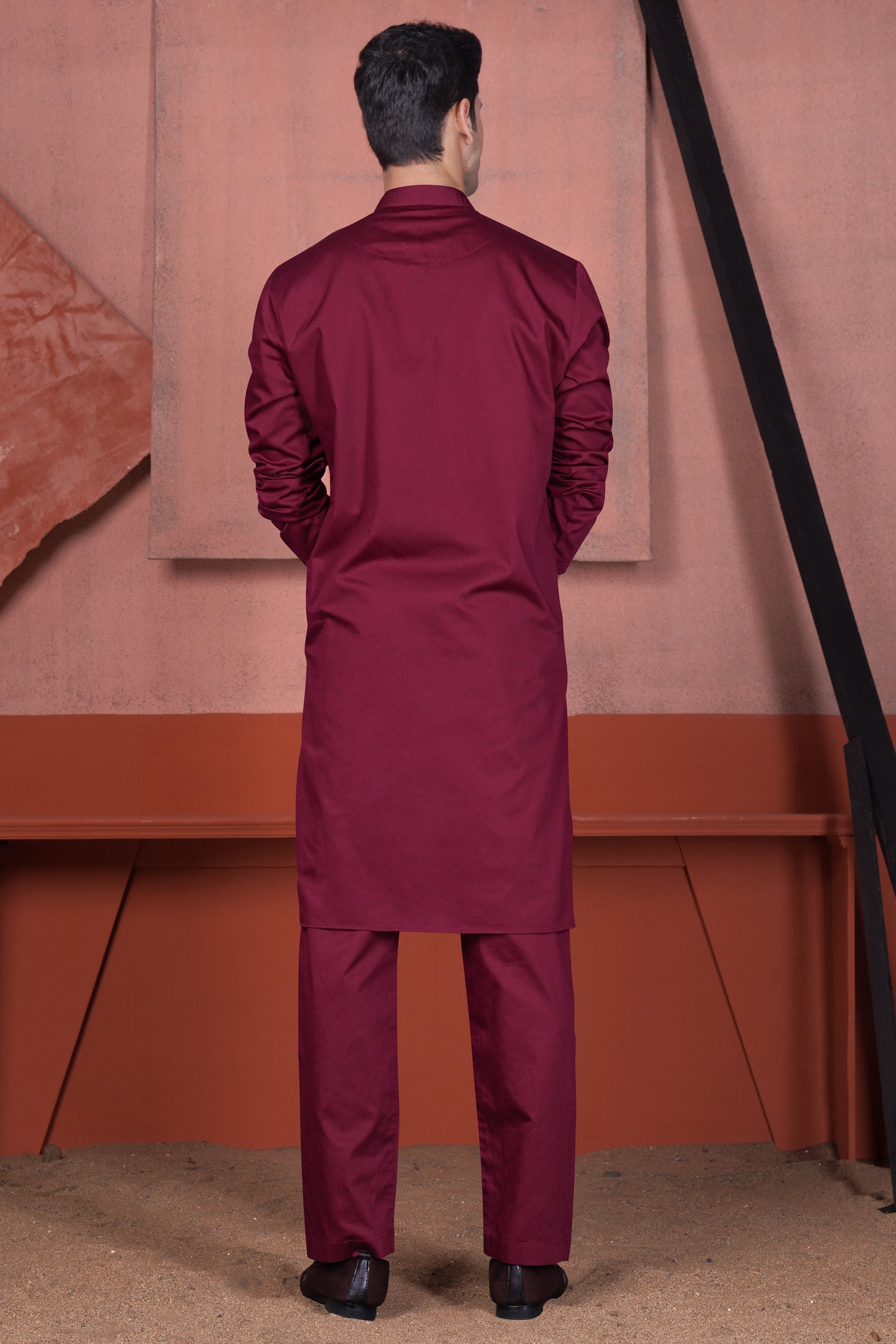 Merlot Maroon Alpana Art Hand Painted Subtle Sheen Super Soft Premium Designer Kurta