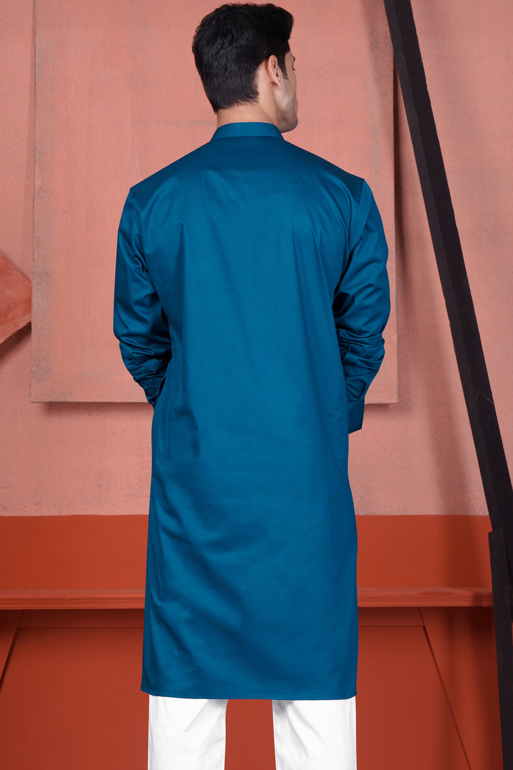 Astronaut Blue Multicolour Kutch Work Patches with Mirror Work Subtle Sheen Super Soft Premium Cotton Designer Kurta