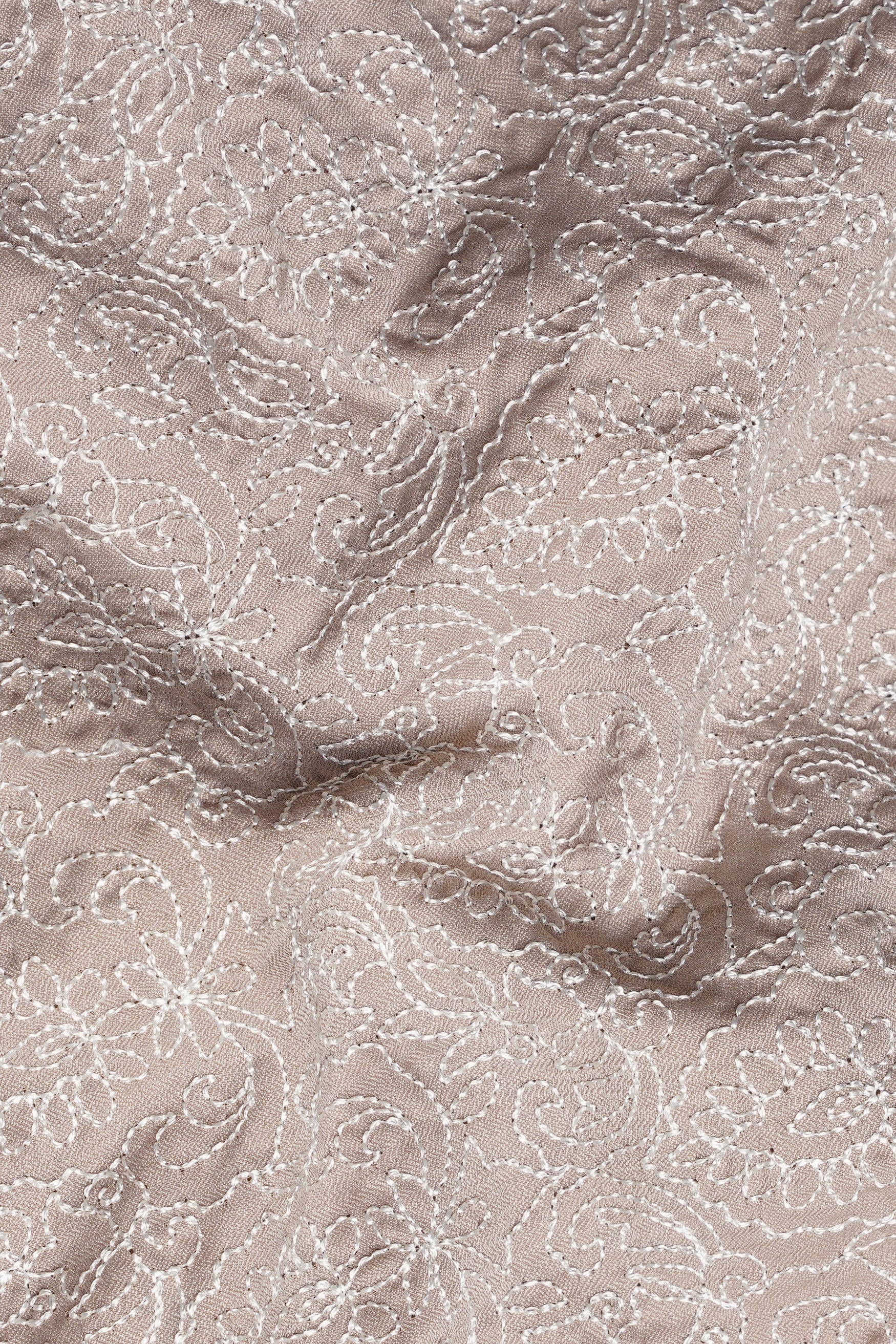 Dawn Brown Floral Cotton Thread Embroidered Viscose Designer Kurta