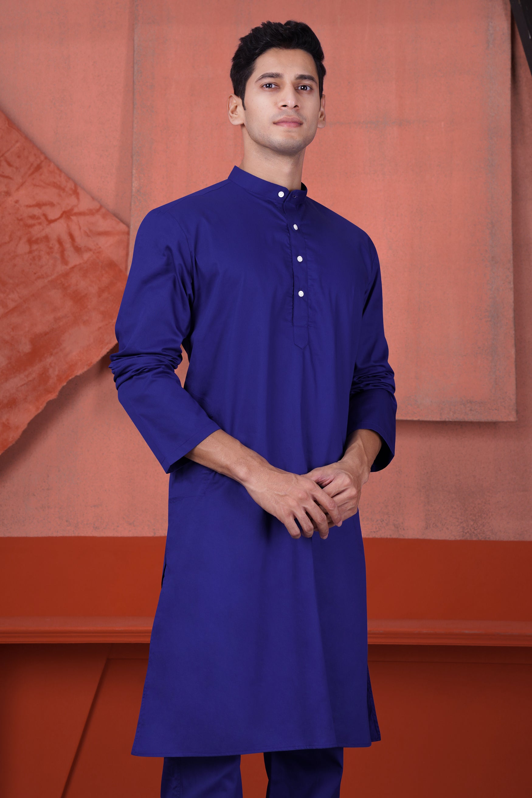 Indigo Blue Kurta Subtle Sheen Super Soft Premium Cotton Kurta