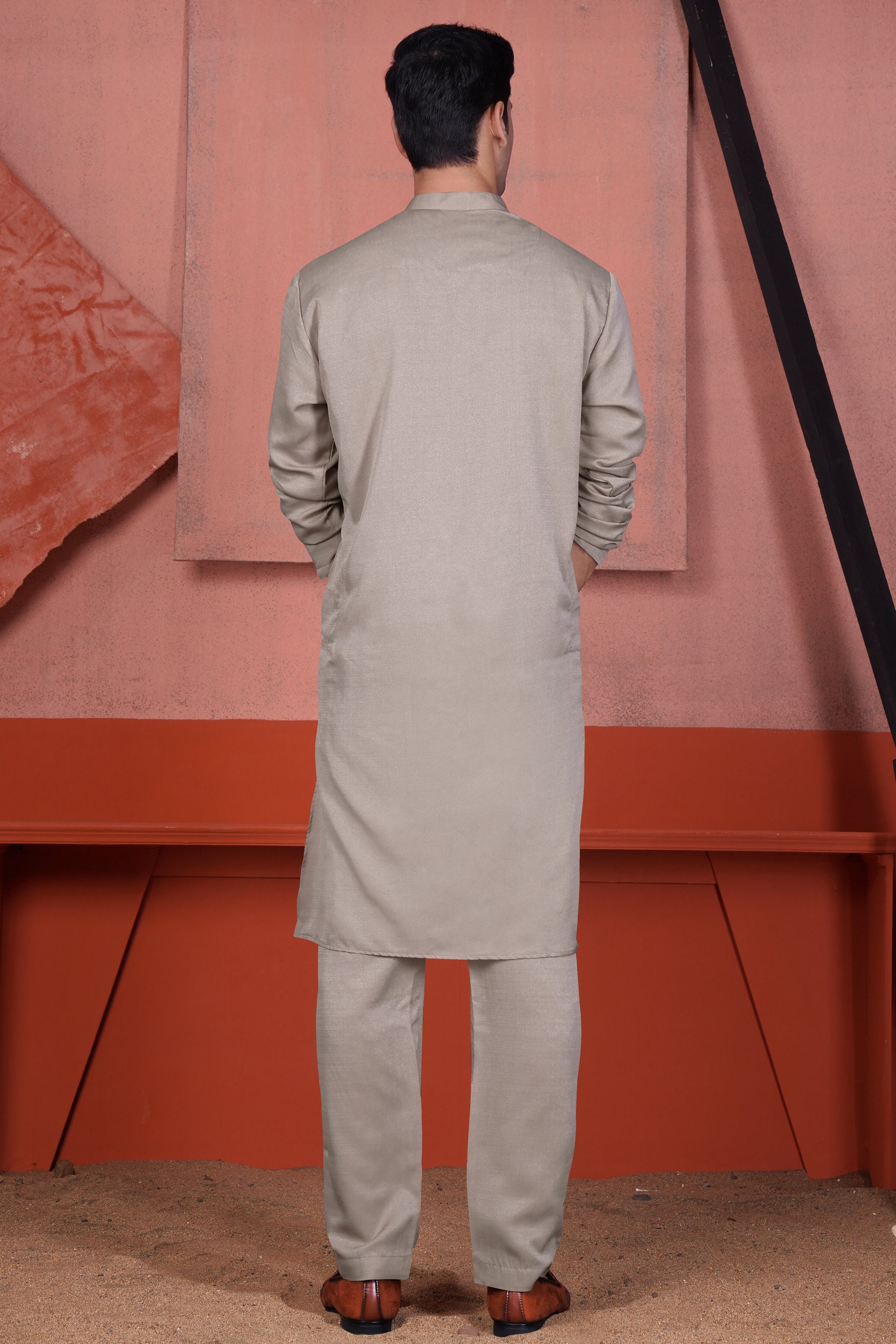 Nobel Brown Textured Viscose Kurta