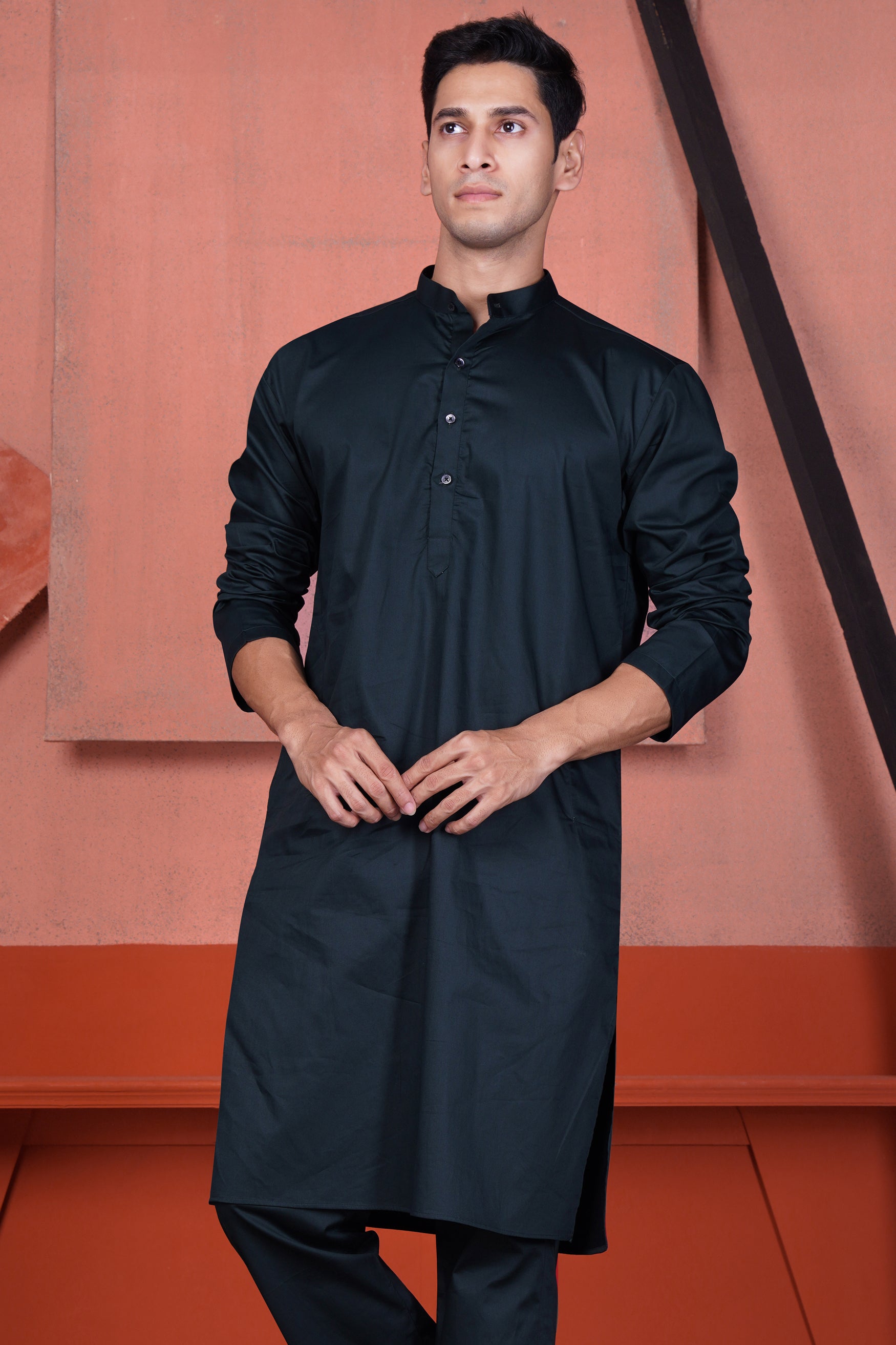 Gunmetal Blue Subtle Sheen Super Soft Premium Cotton Kurta