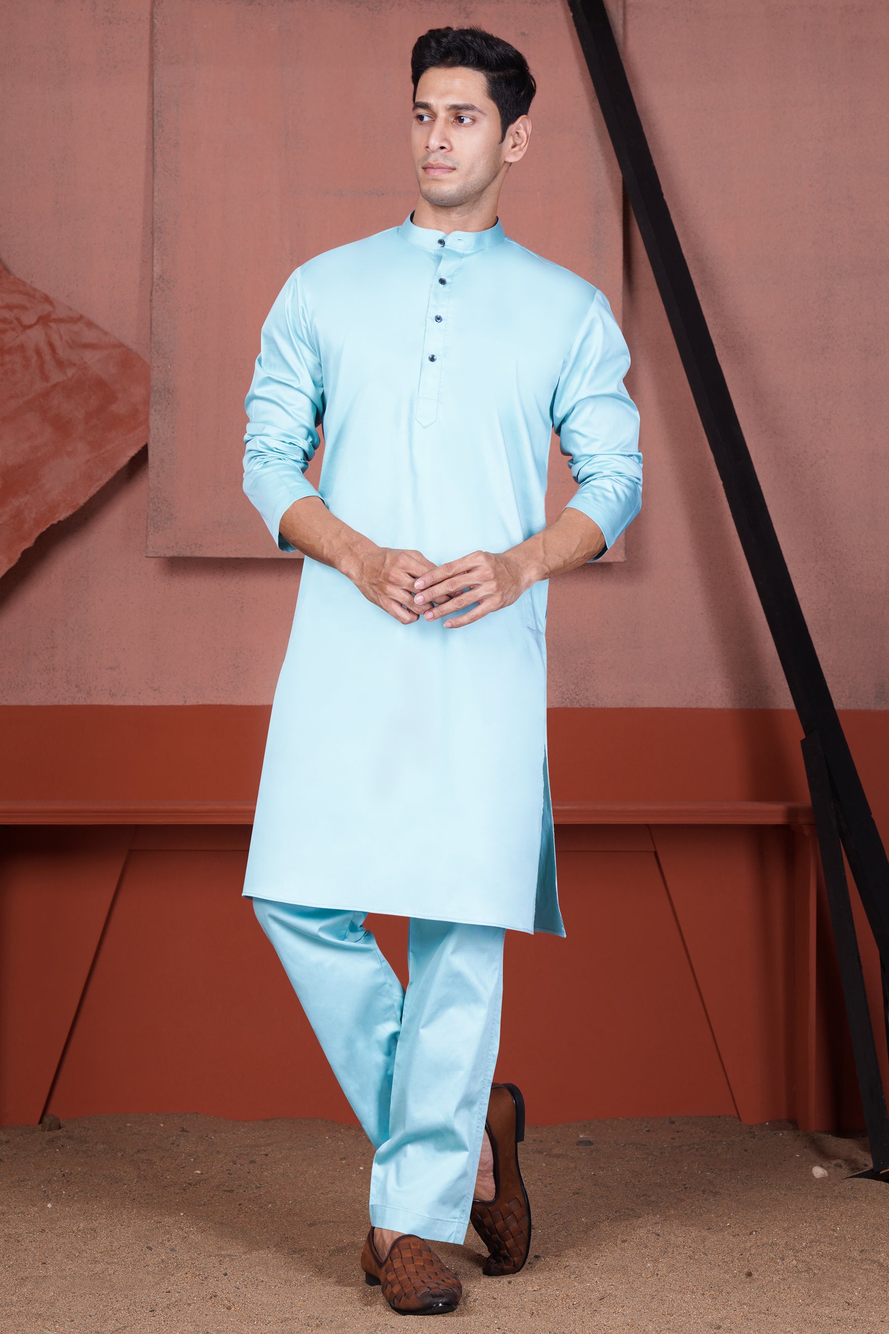 Sail Blue Subtle Sheen Super Soft Premium Cotton Kurta