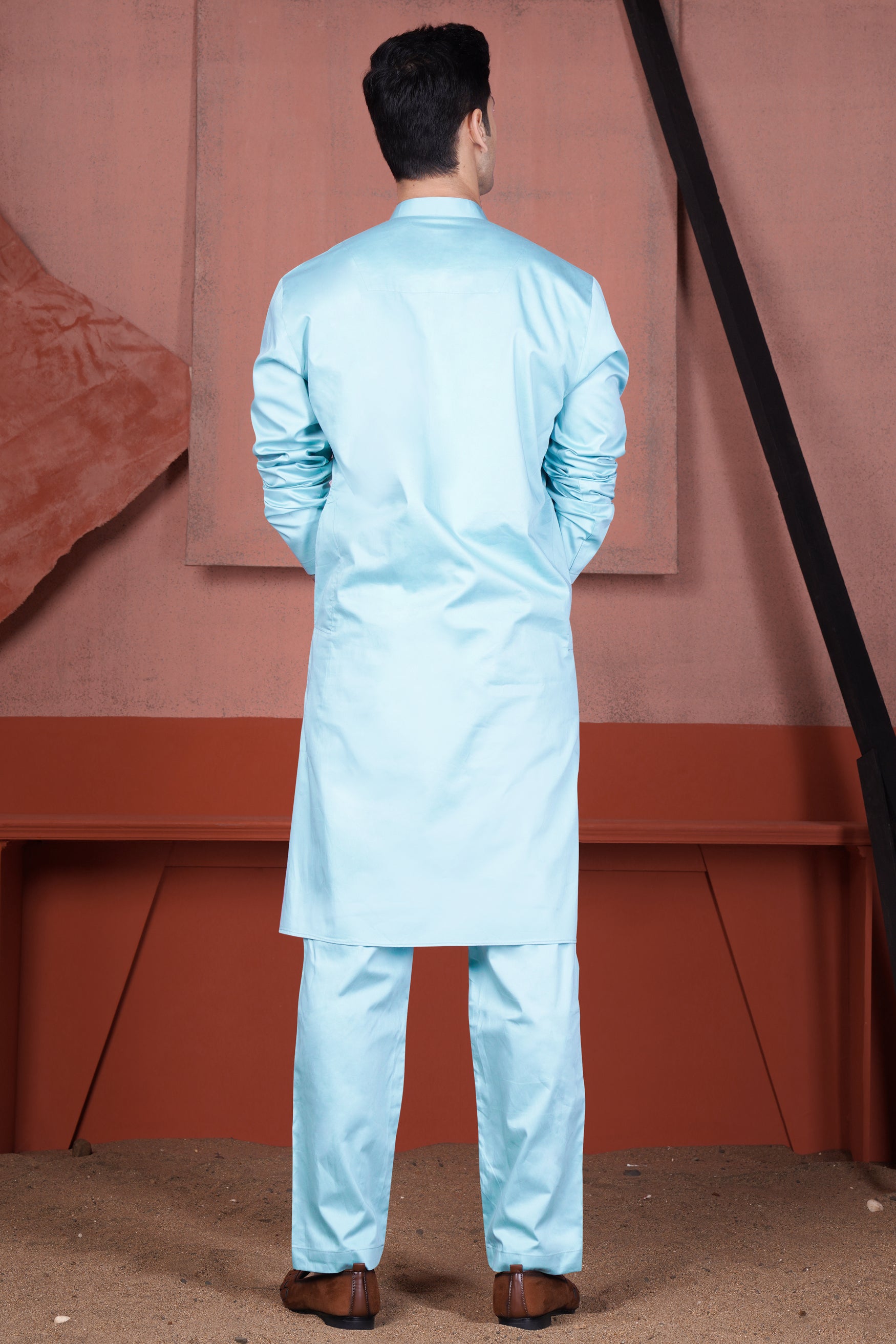 Sail Blue Subtle Sheen Super Soft Premium Cotton Kurta