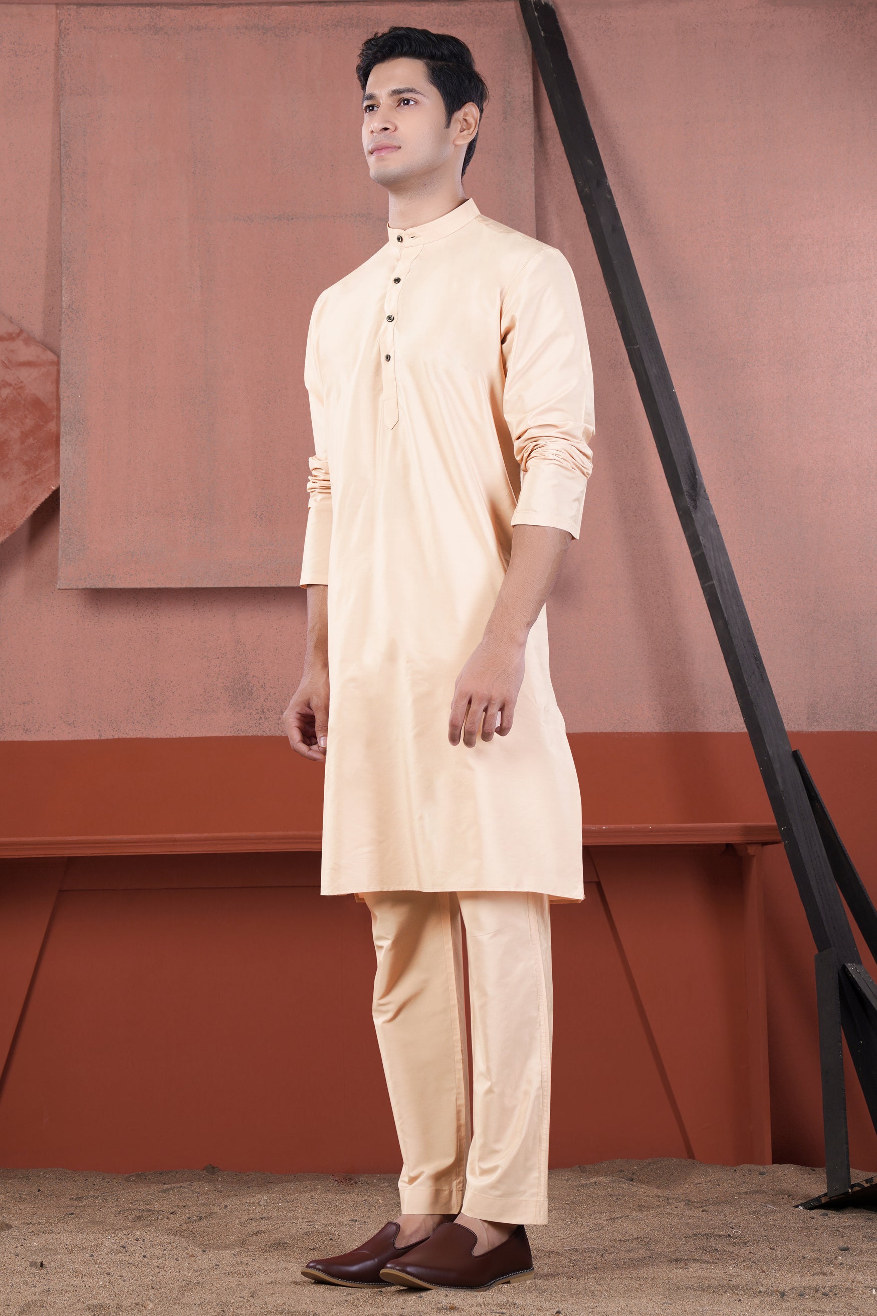 Schnapps Beige Subtle Sheen Viscose Kurta