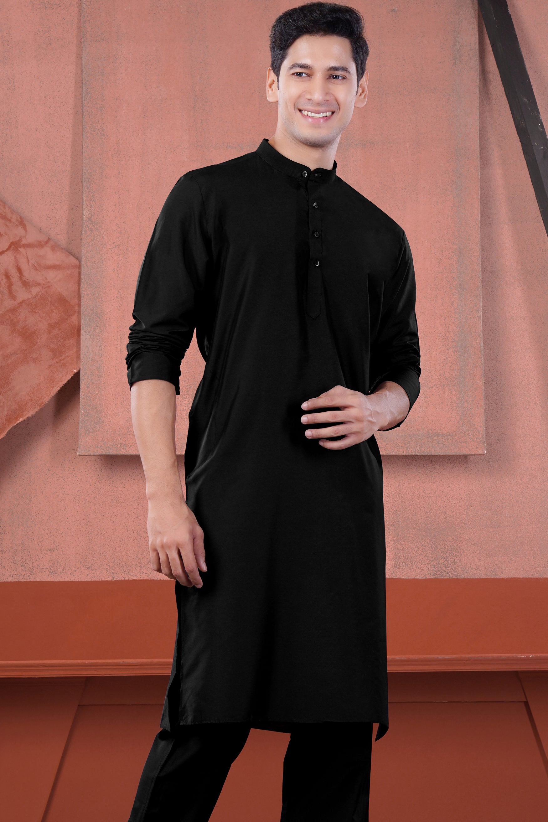 Jade Black Viscose Kurta