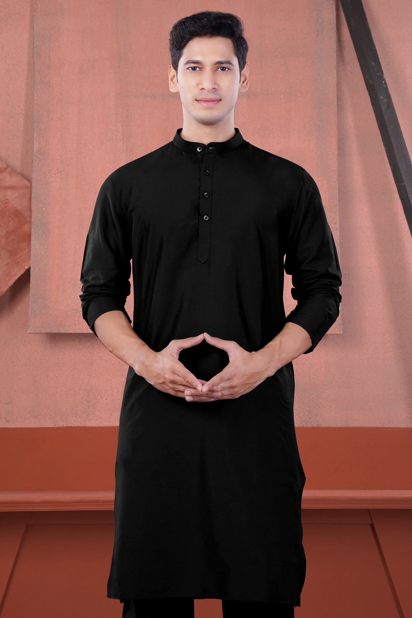 Jade Black Subtle Sheen Viscose Kurta