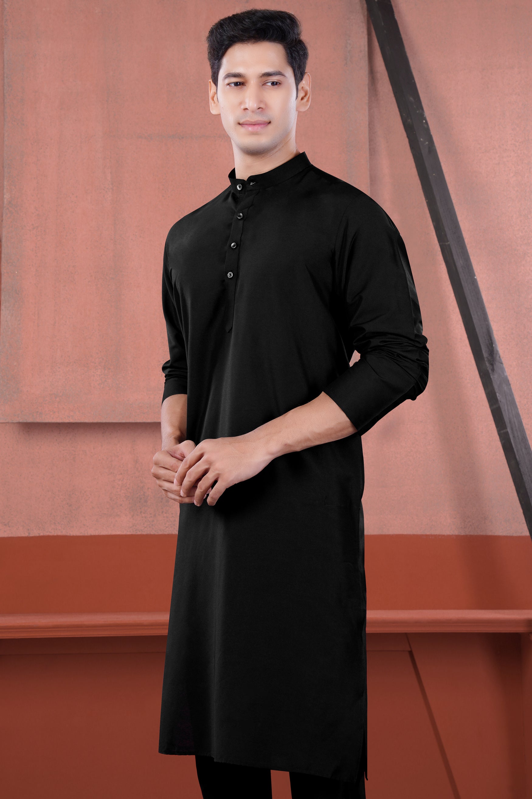 Jade Black Subtle Sheen Viscose Kurta