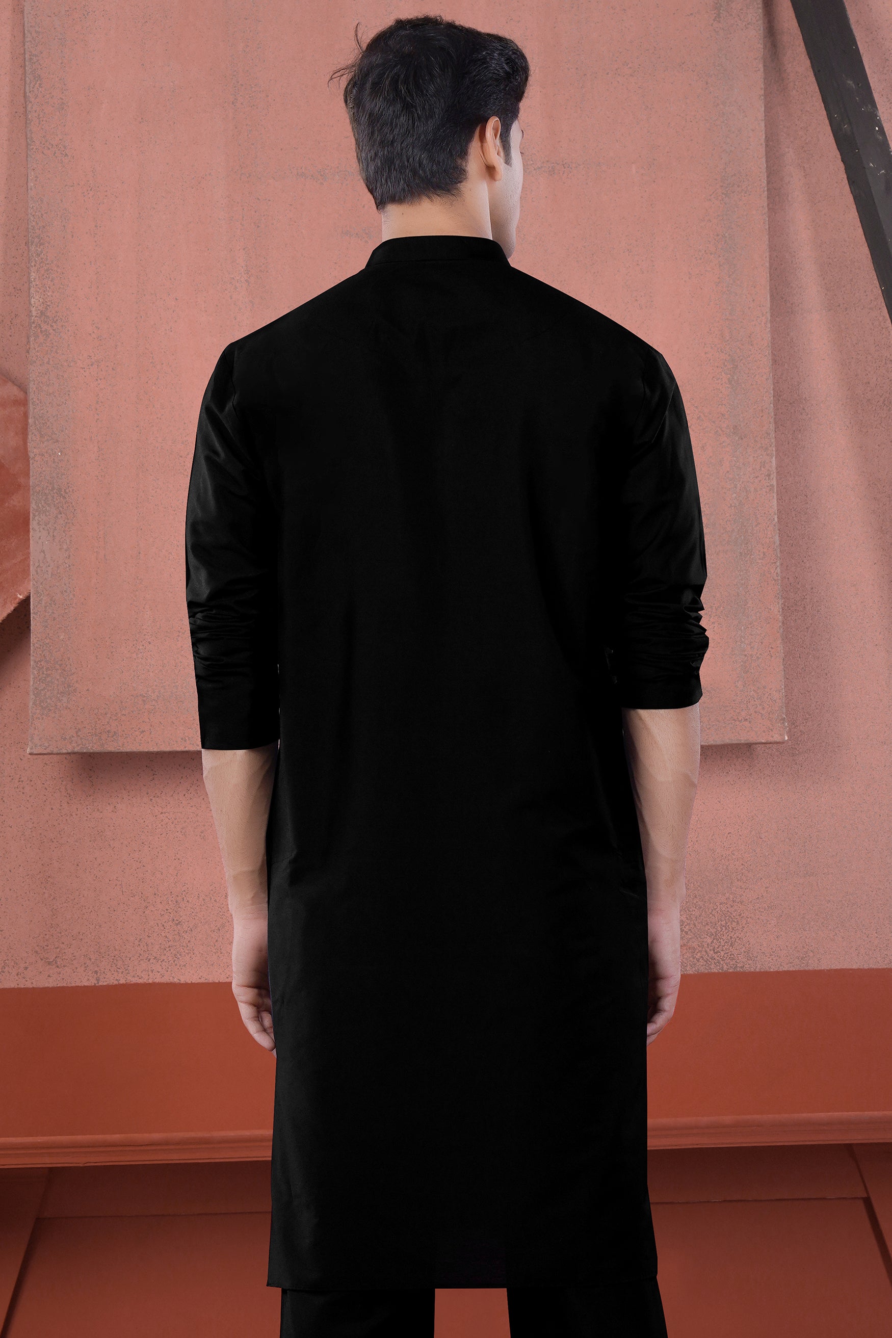 Jade Black Subtle Sheen Viscose Kurta