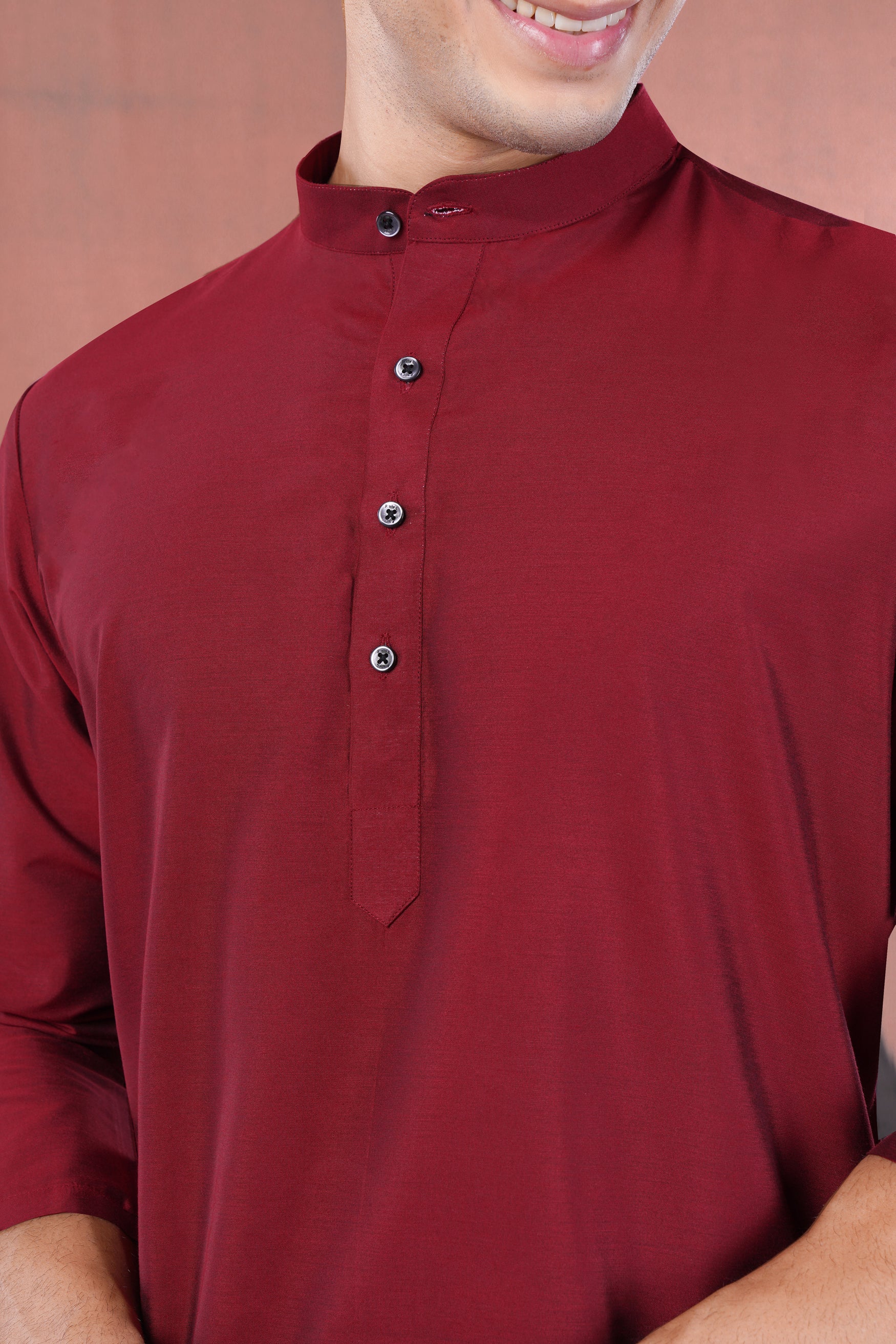 Merlot Red Subtle Sheen Viscose Kurta