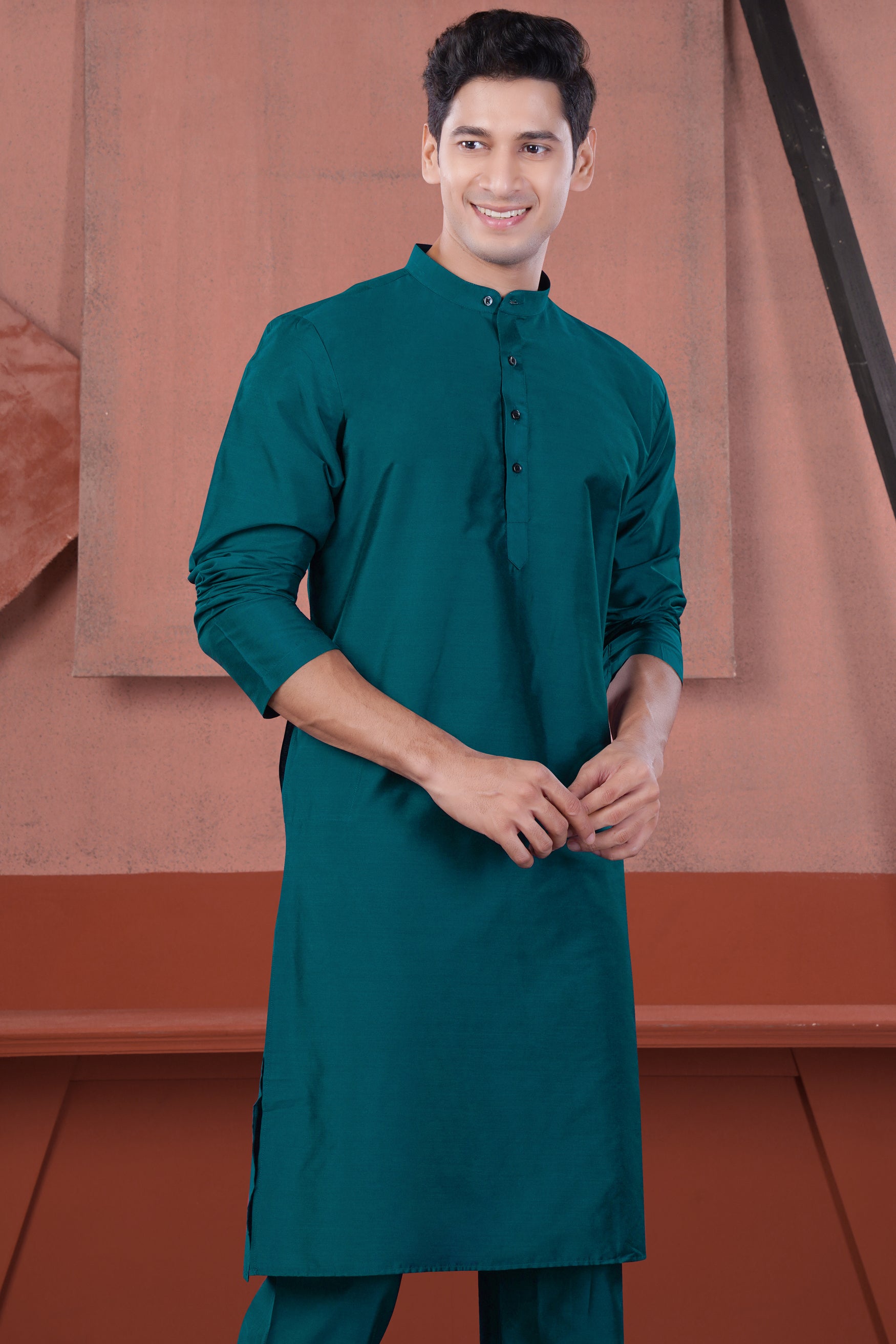 Sherpa Blue Subtle Sheen Viscose Kurta