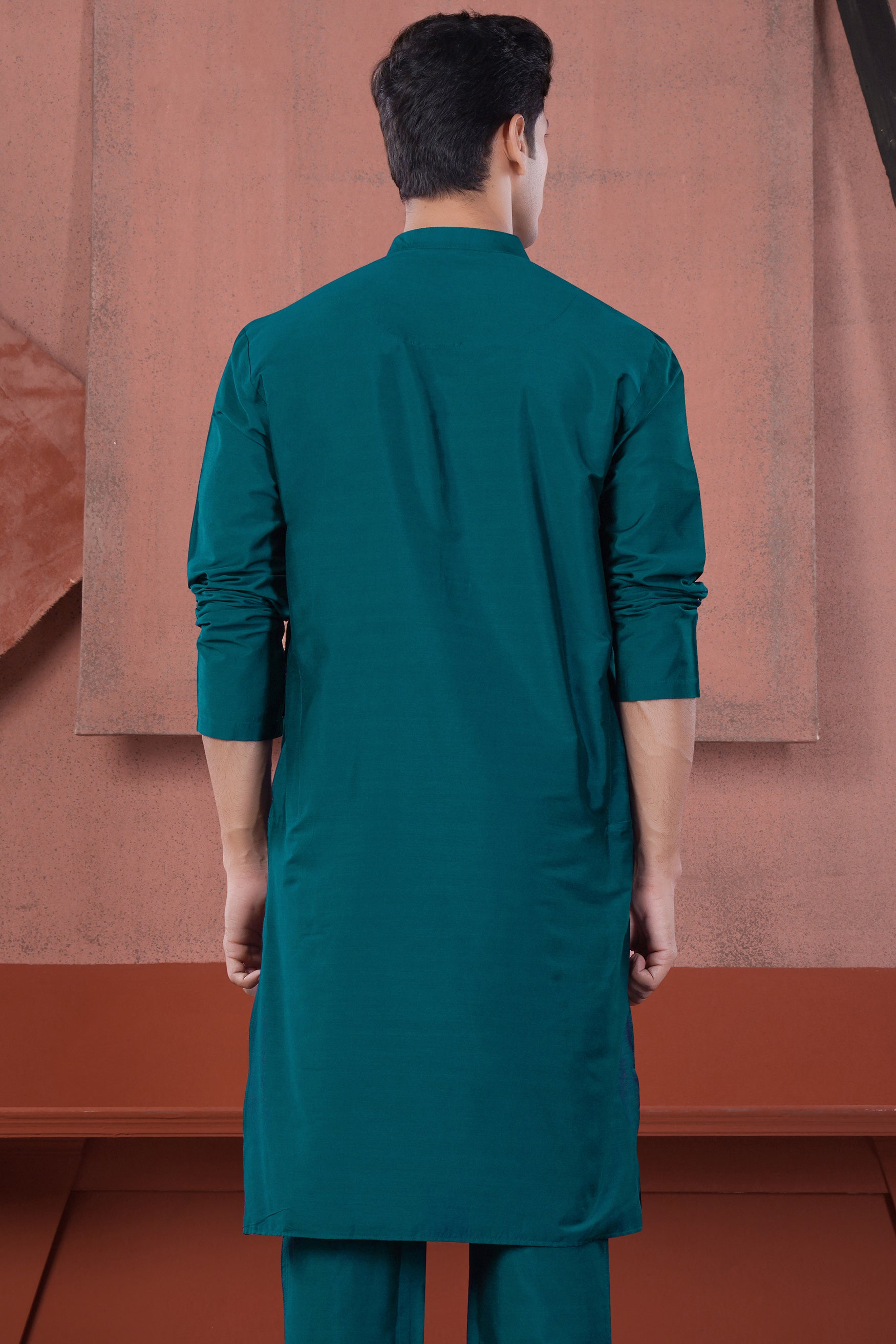 Sherpa Blue Subtle Sheen Viscose Kurta