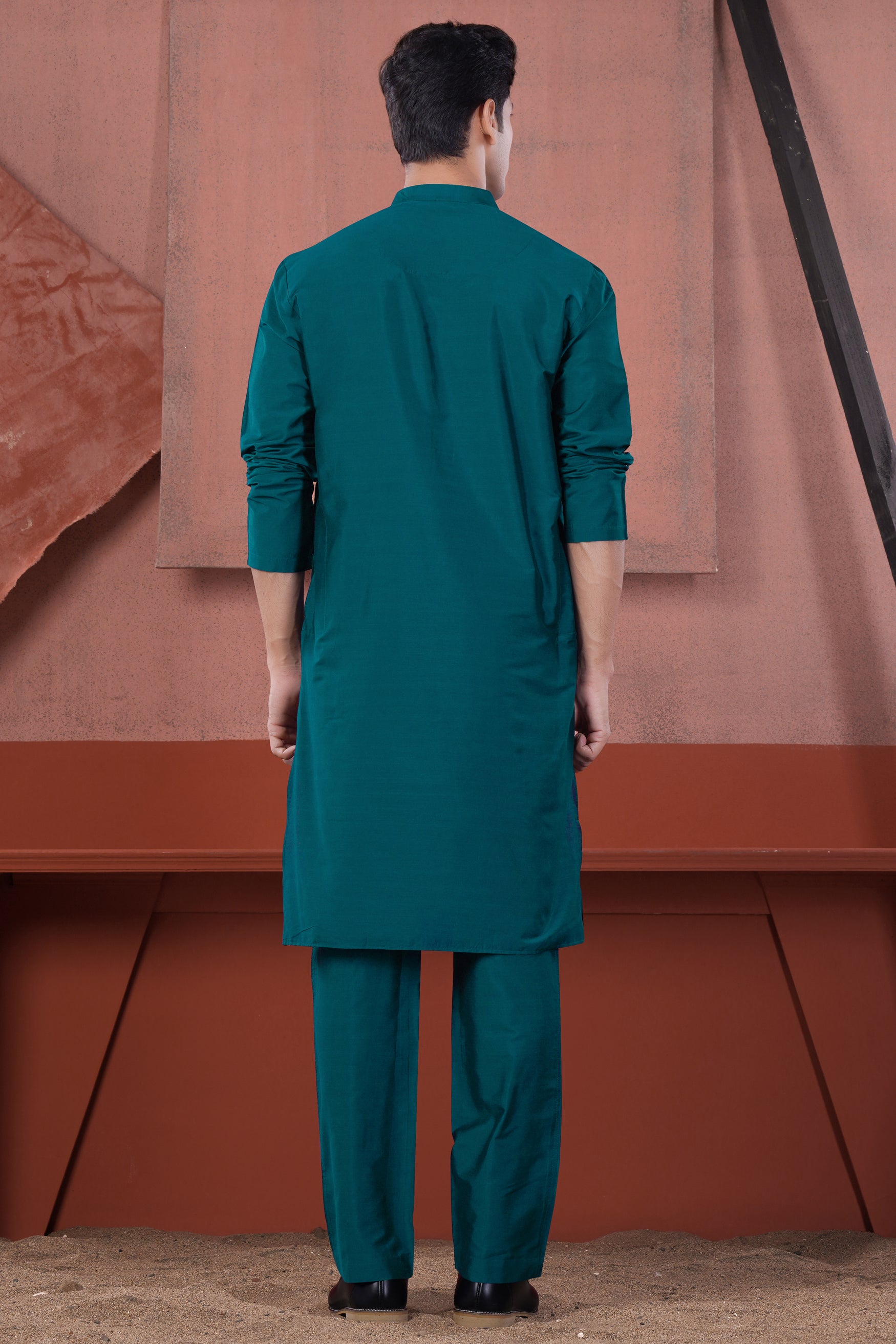 Sherpa Blue Subtle Sheen Viscose Kurta