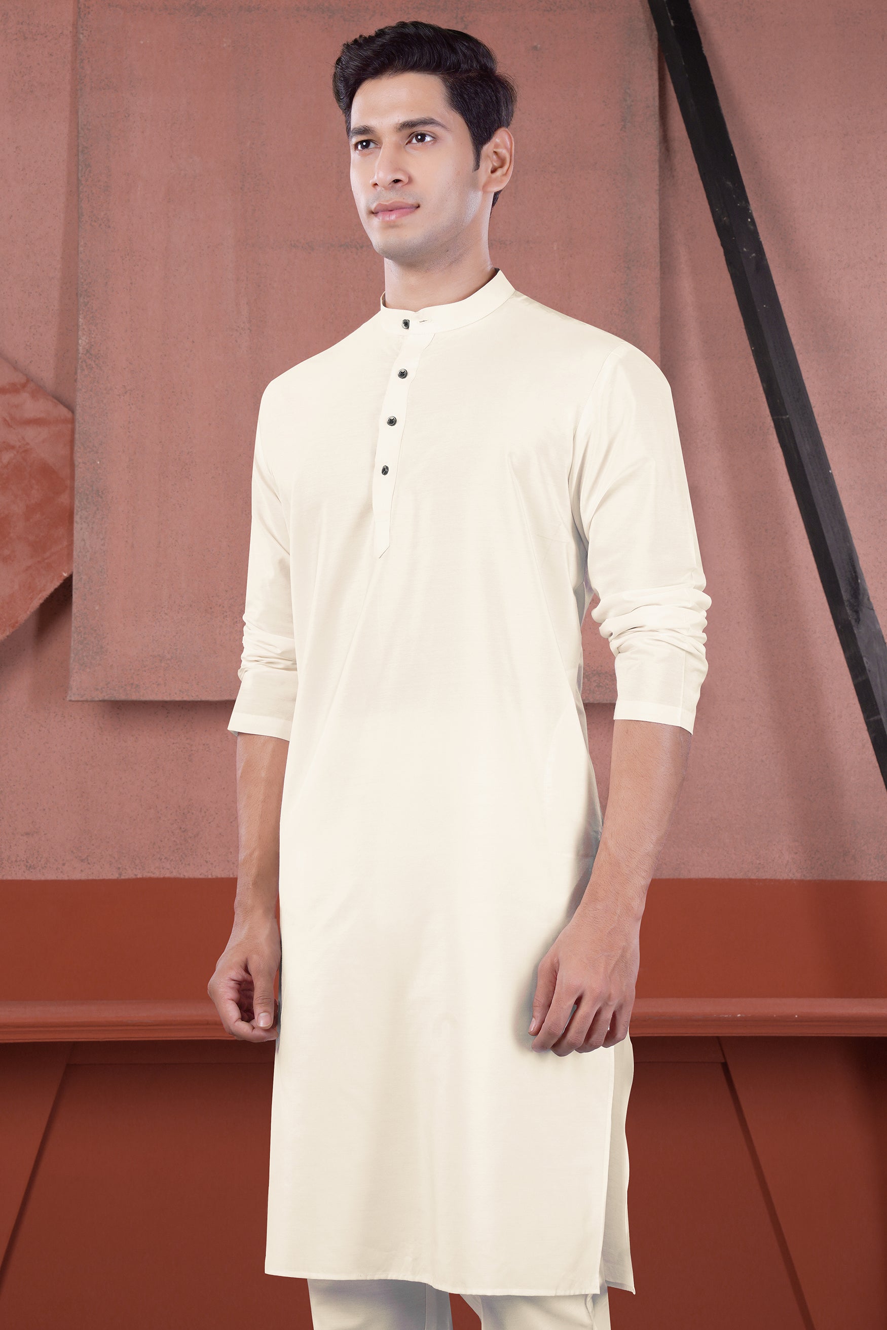 Janna Beige Subtle Sheen Viscose Kurta