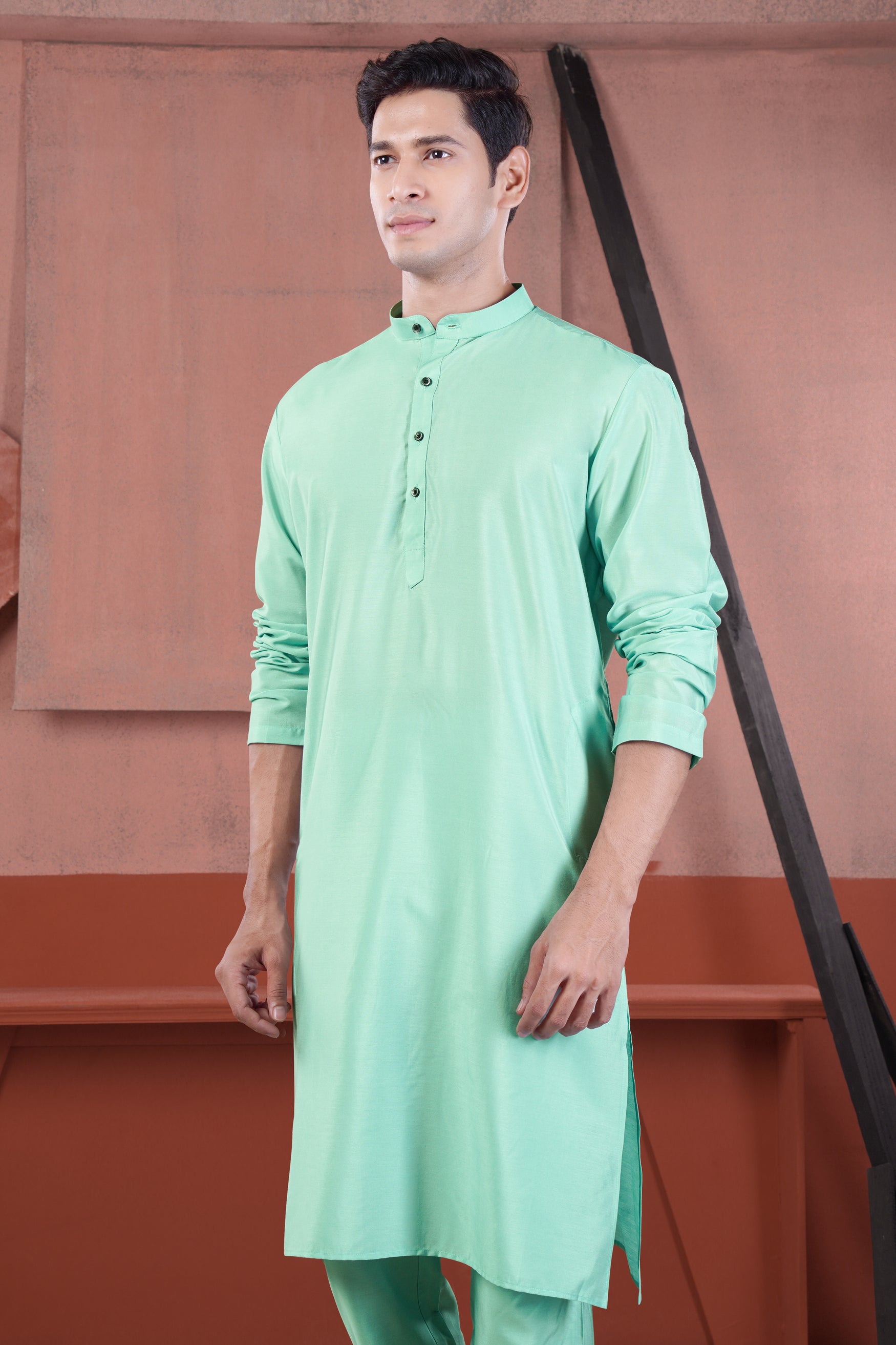 Jagged Green Subtle Sheen Viscose Kurta