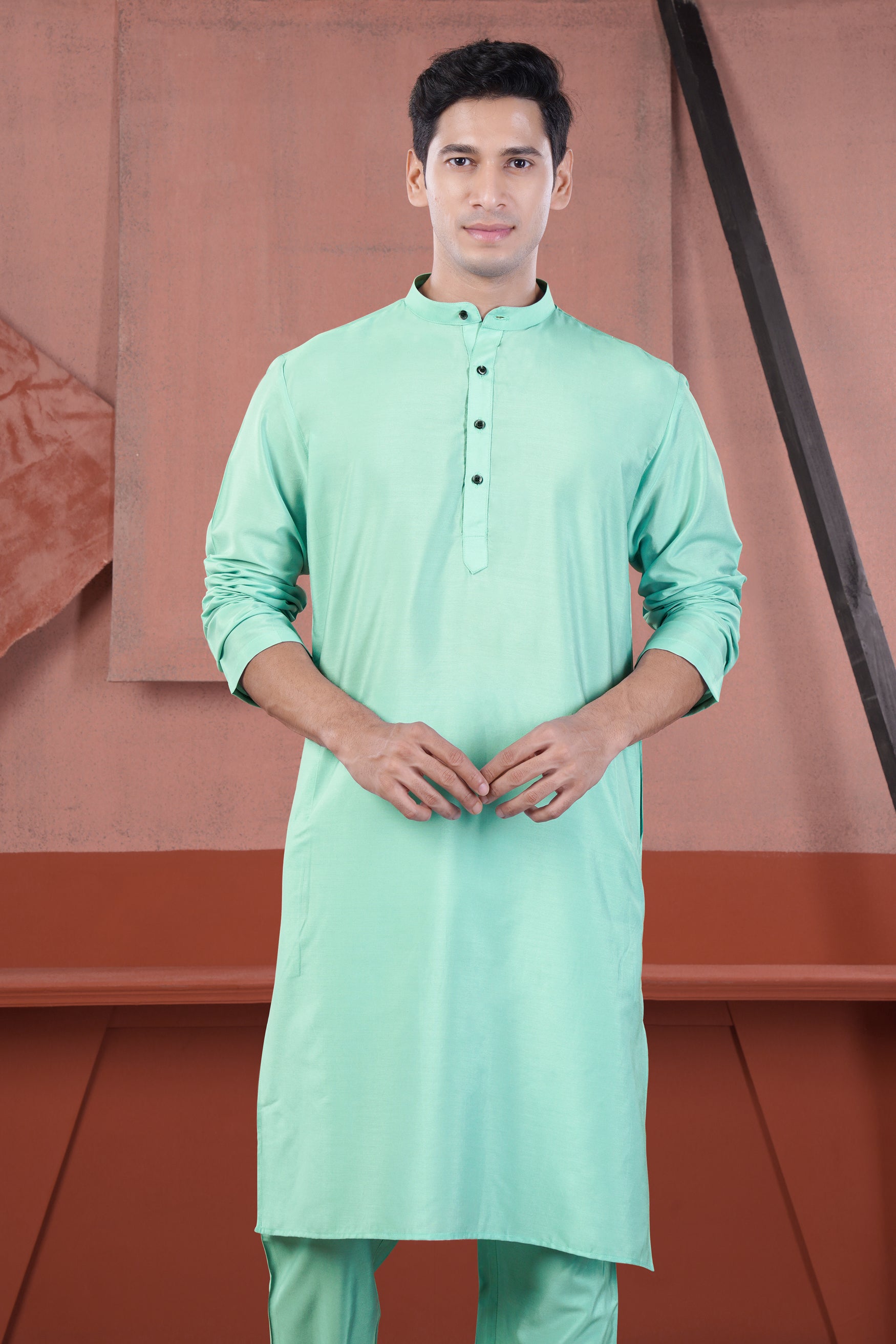 Jagged Green Subtle Sheen Viscose Kurta