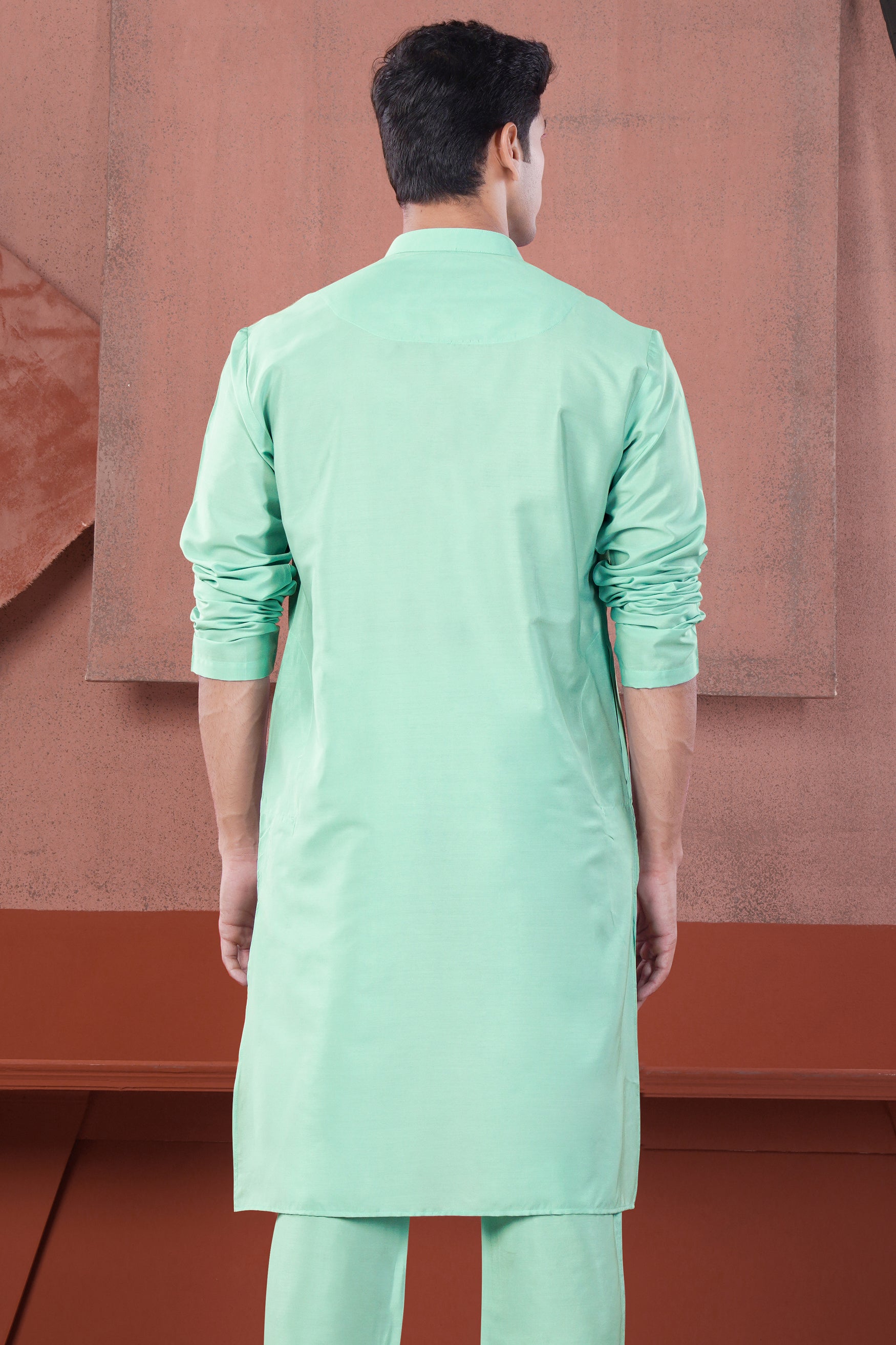 Jagged Green Subtle Sheen Viscose Kurta