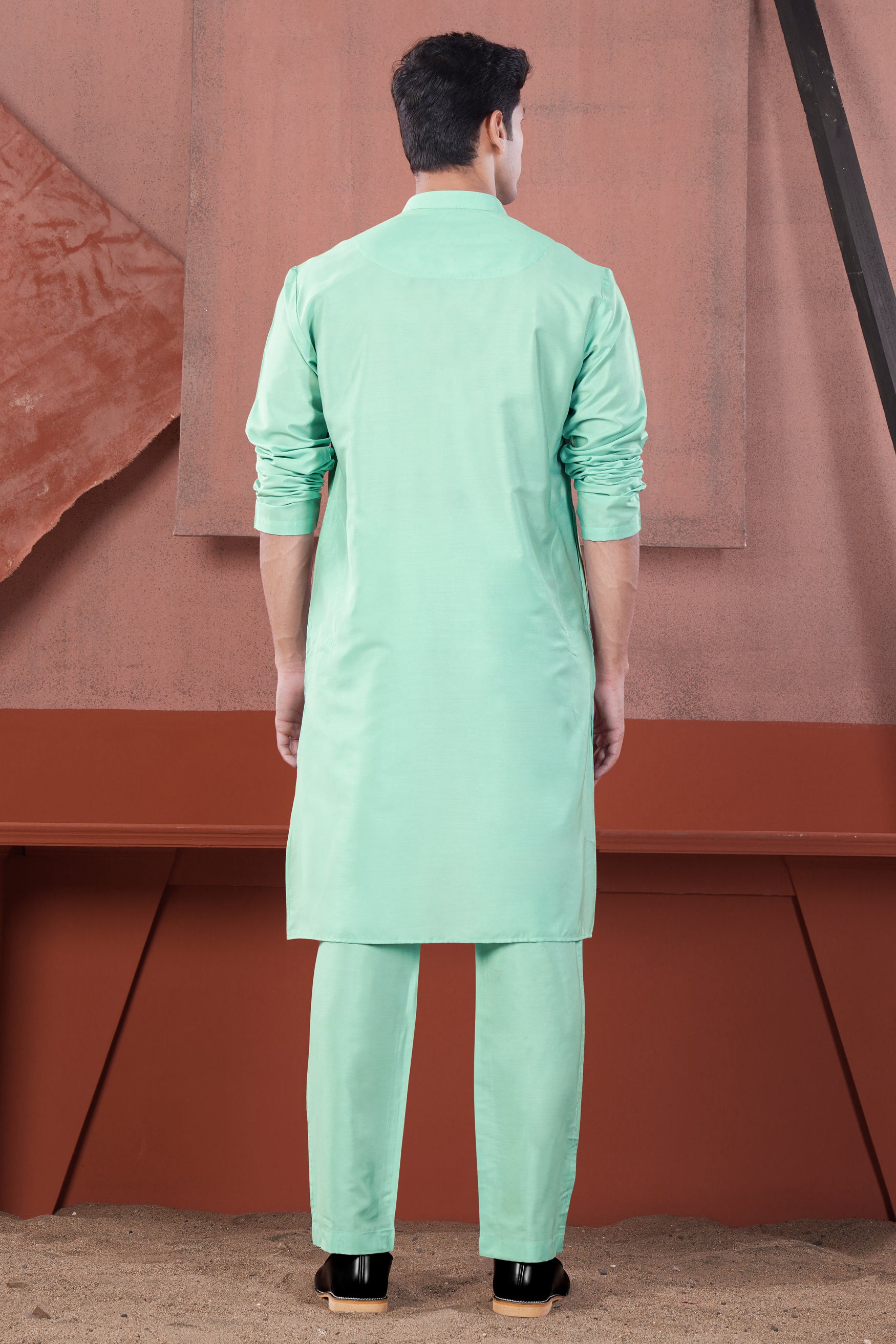 Jagged Green Subtle Sheen Viscose Kurta