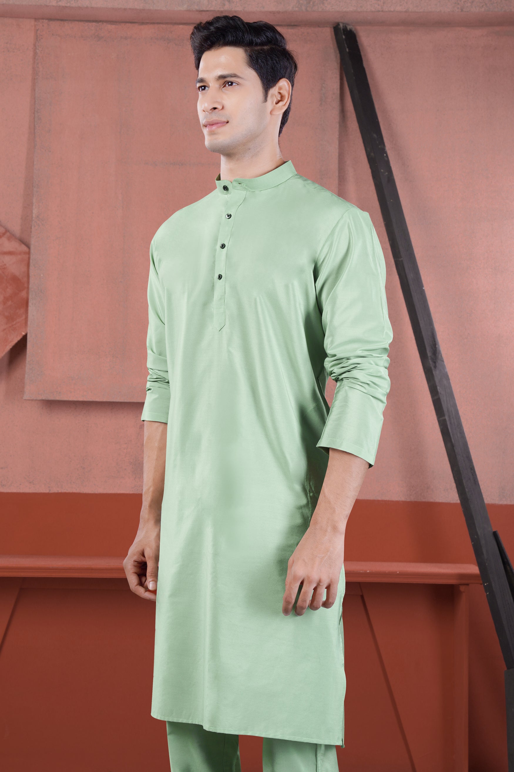 Sprout Green Subtle Sheen Viscose Kurta