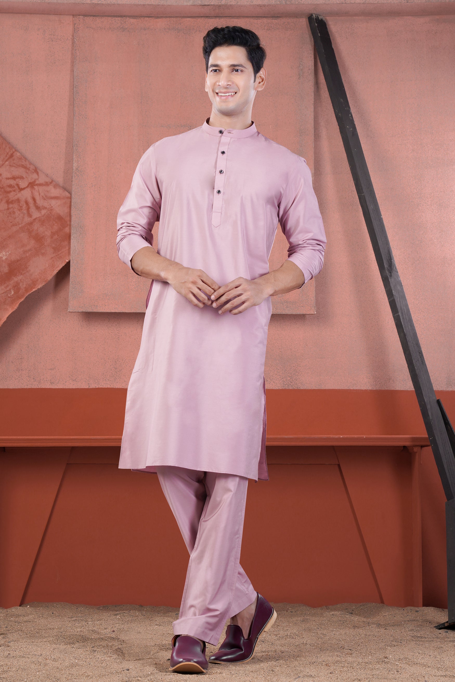 Melanie Pink Subtle Sheen Viscose Kurta