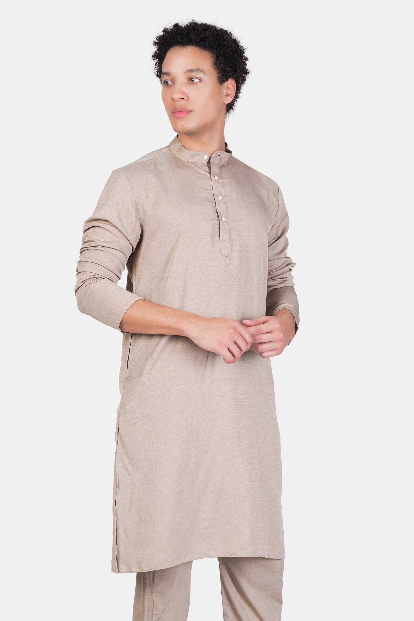 Chalice Brown Subtle Sheen Viscose Kurta