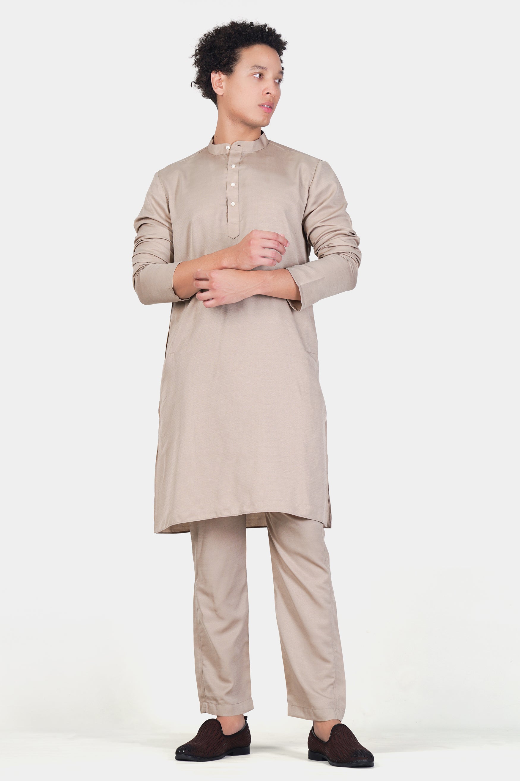 Chalice Brown Subtle Sheen Viscose Kurta