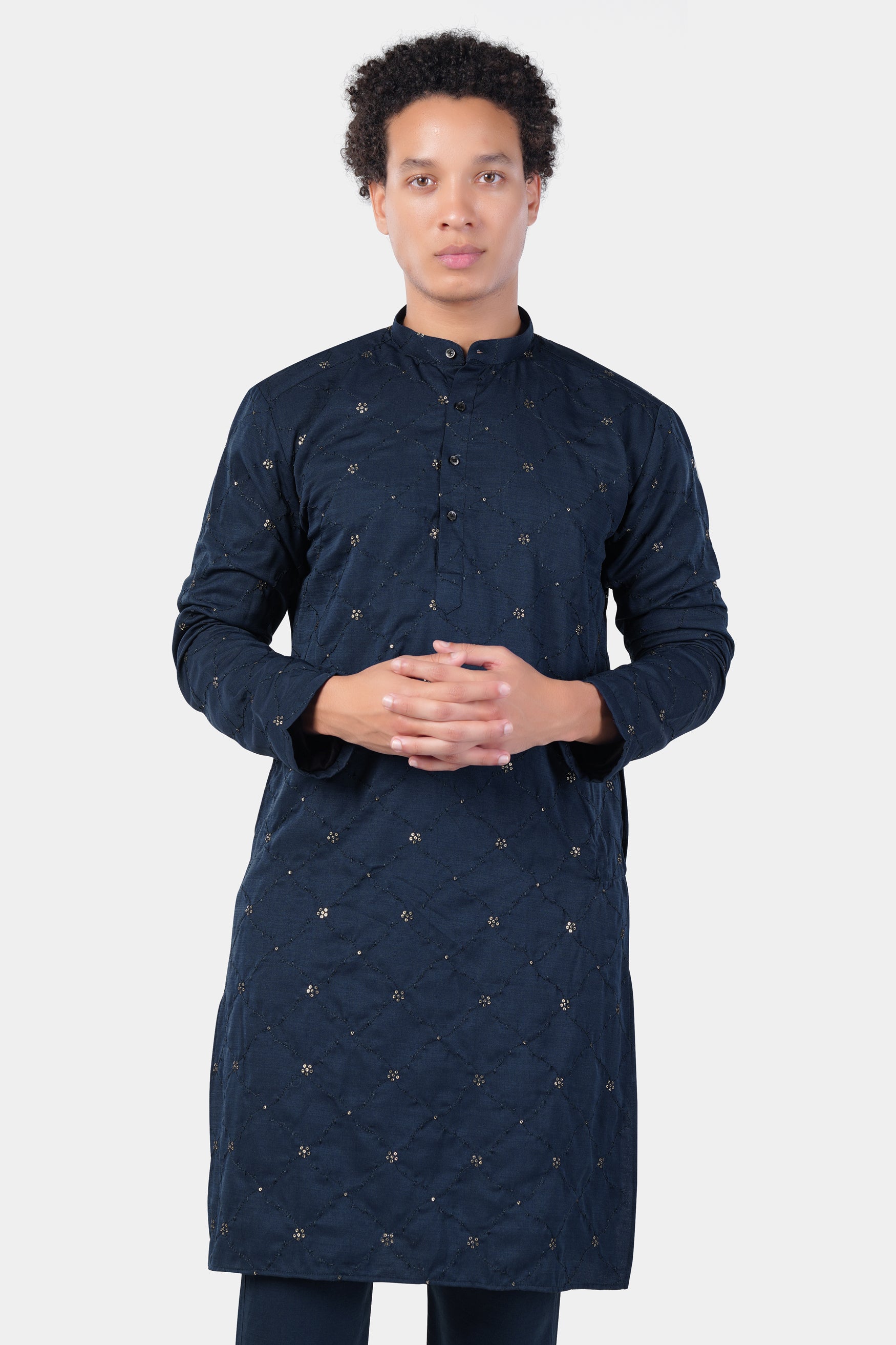 Mirage Blue floral Thread and Sequin Embroidered Subtle Sheen Viscose Designer Kurta