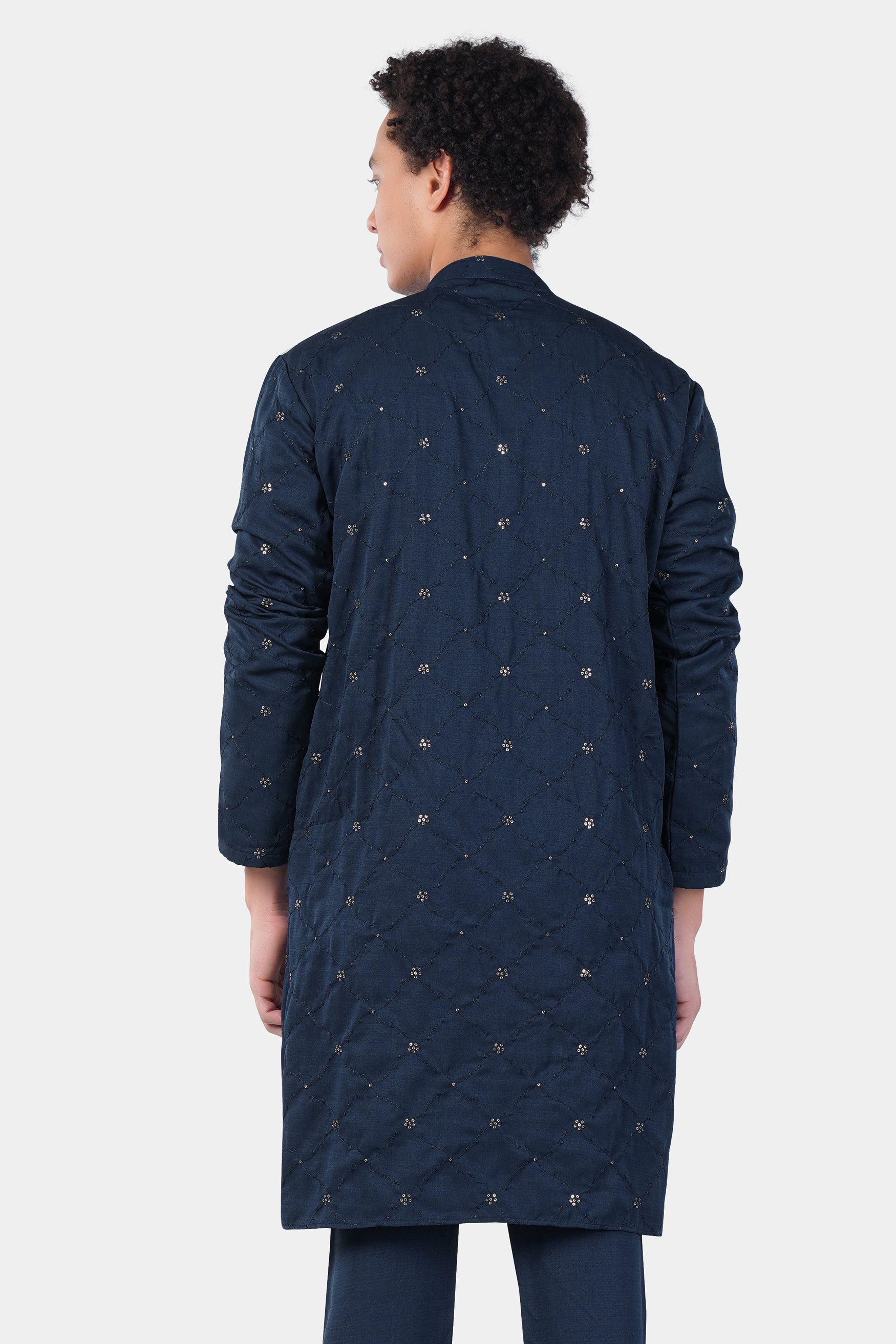 Mirage Blue floral Thread and Sequin Embroidered Subtle Sheen Viscose Designer Kurta