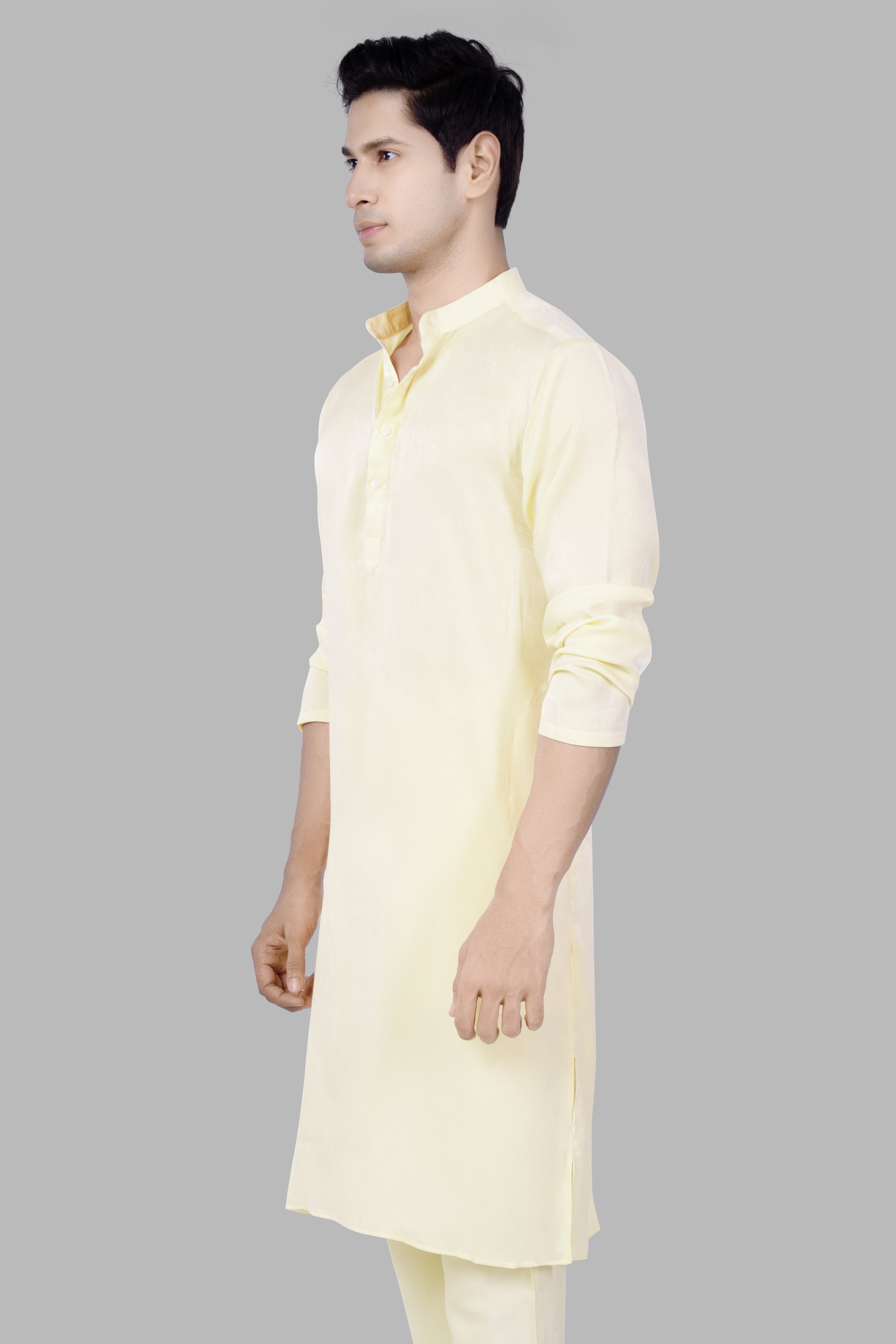 Apricoat Cream Subtle Sheen Viscose Kurta