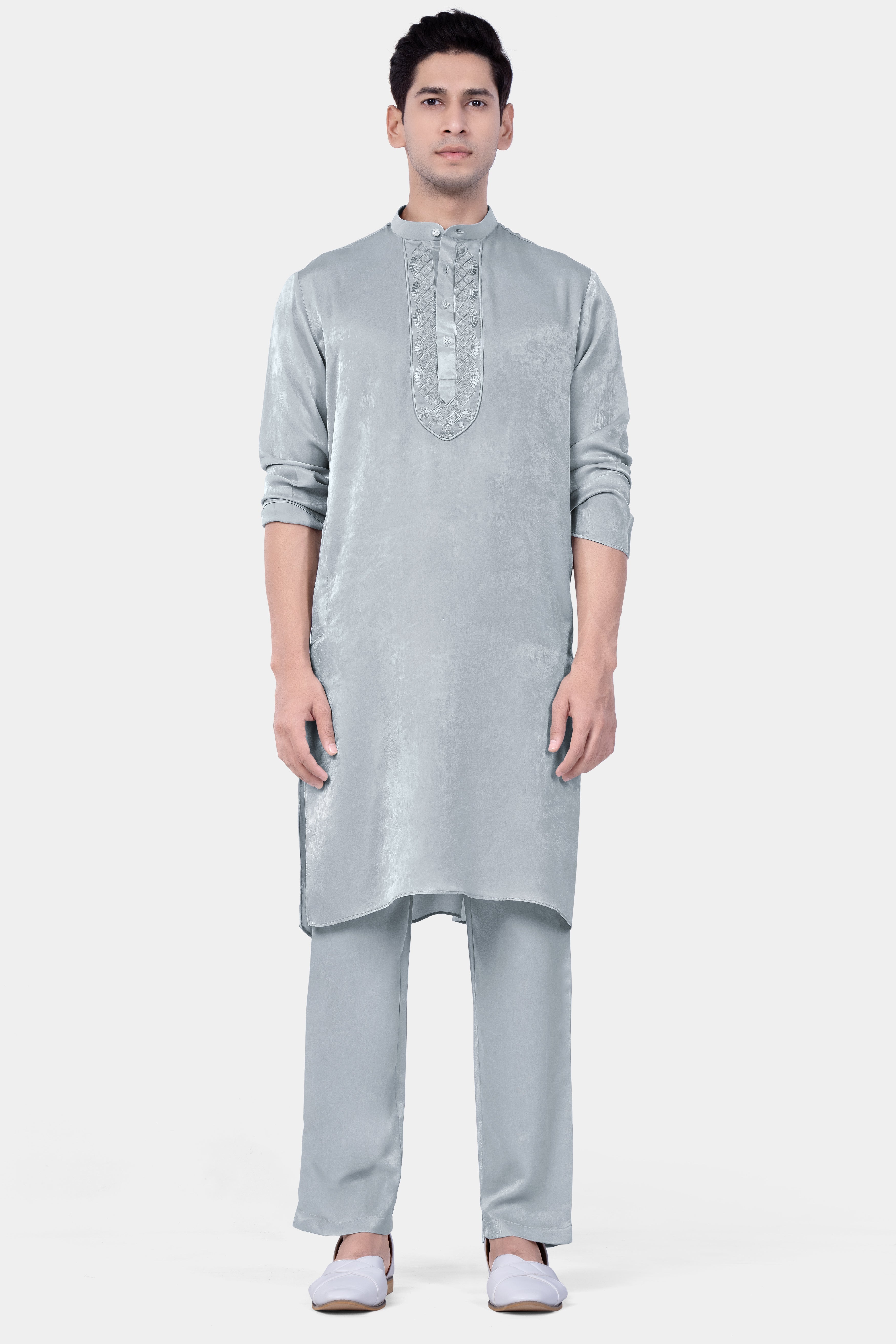 Loblolly Gray embroidered Viscose Designer Kurta