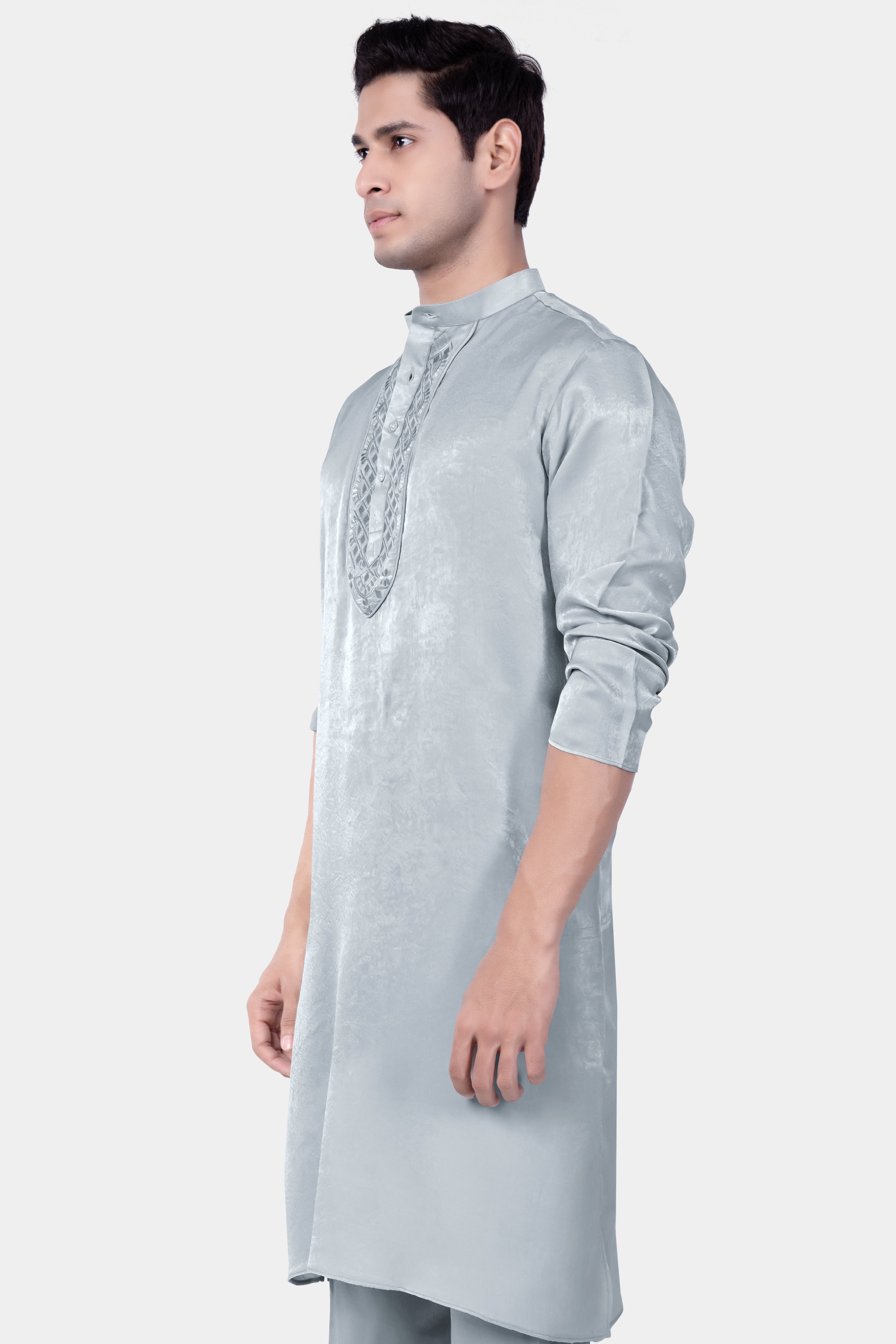 Loblolly Gray embroidered Viscose Designer Kurta