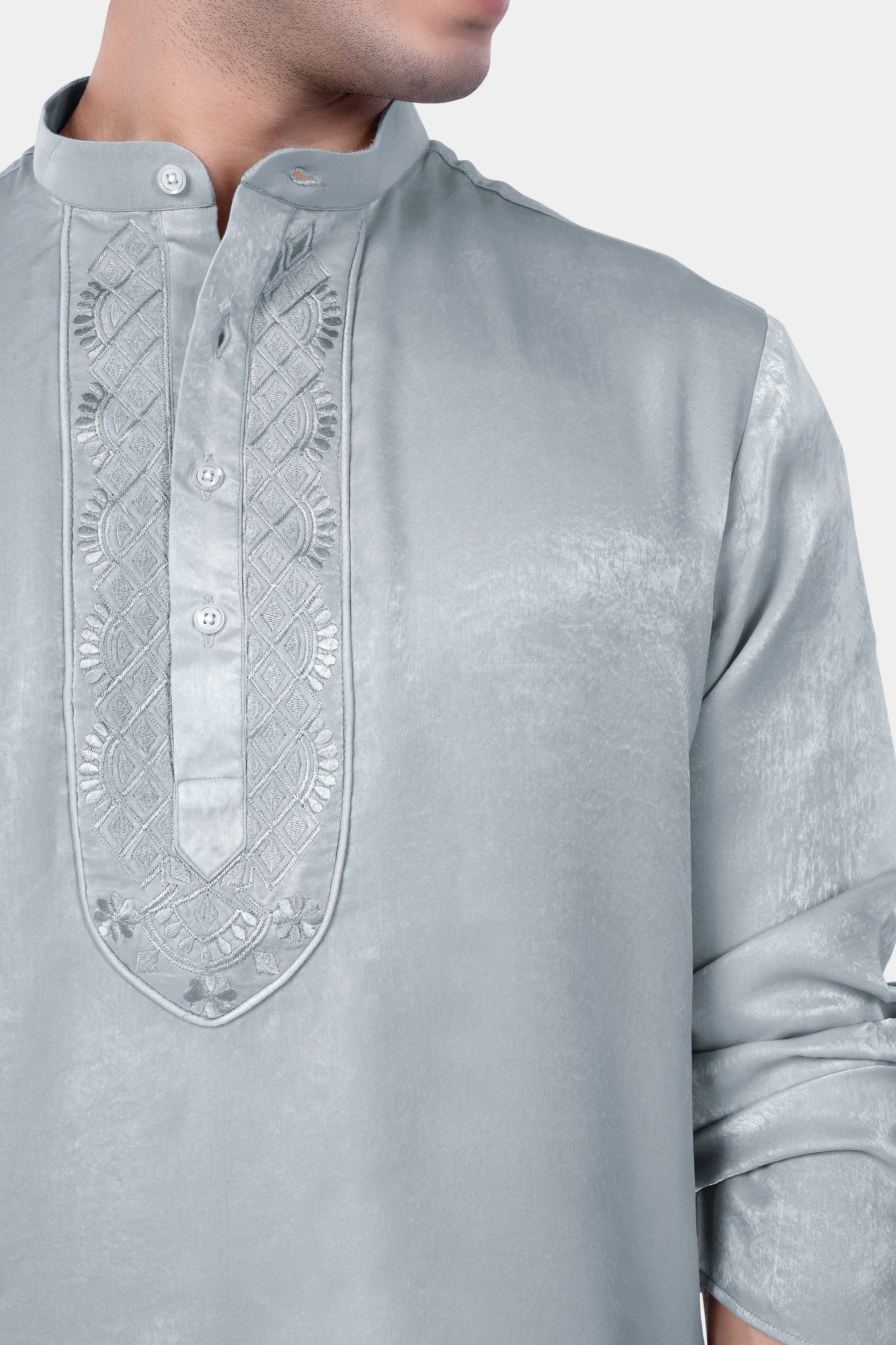 Loblolly Gray embroidered Viscose Designer Kurta