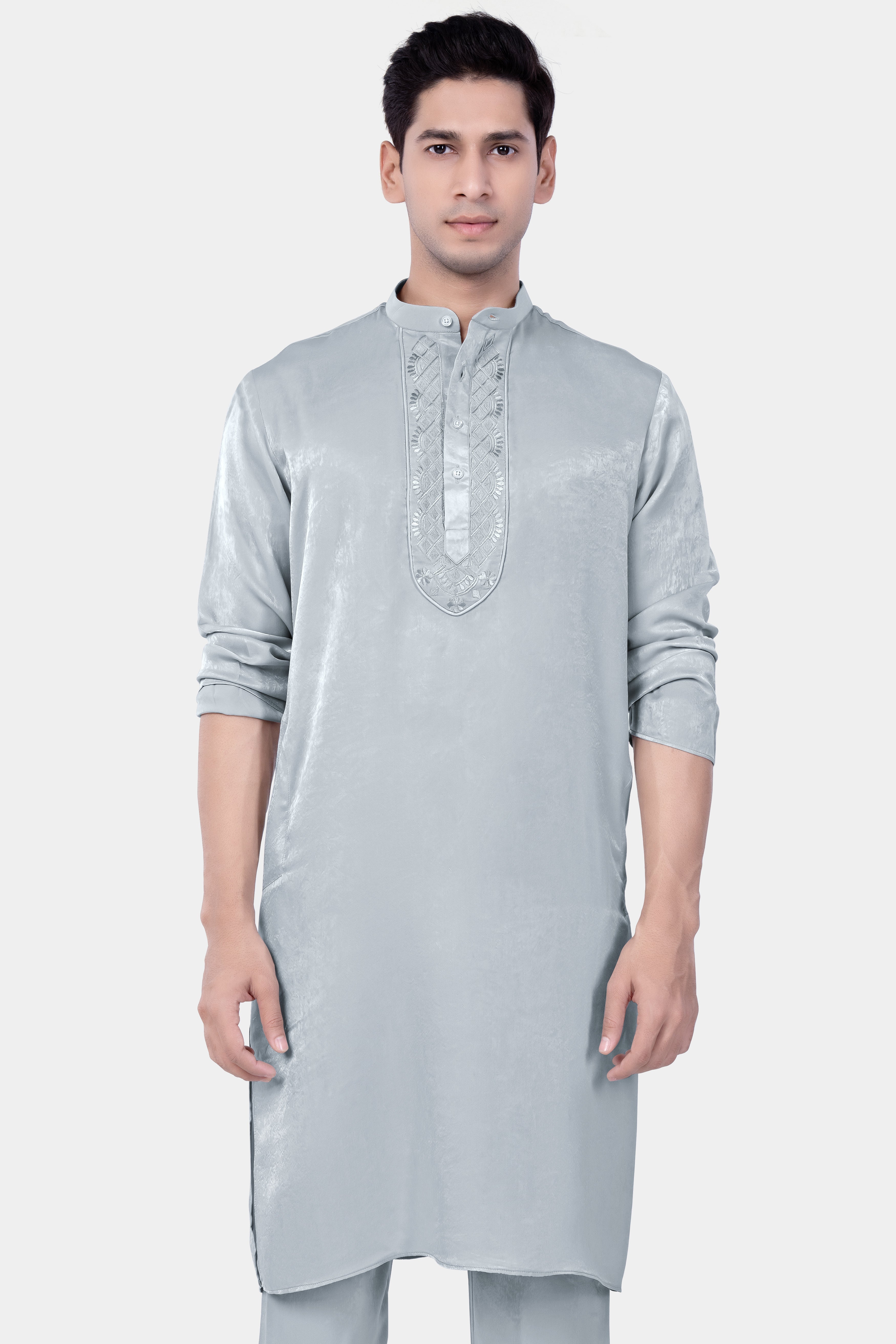 Loblolly Gray embroidered Viscose Designer Kurta