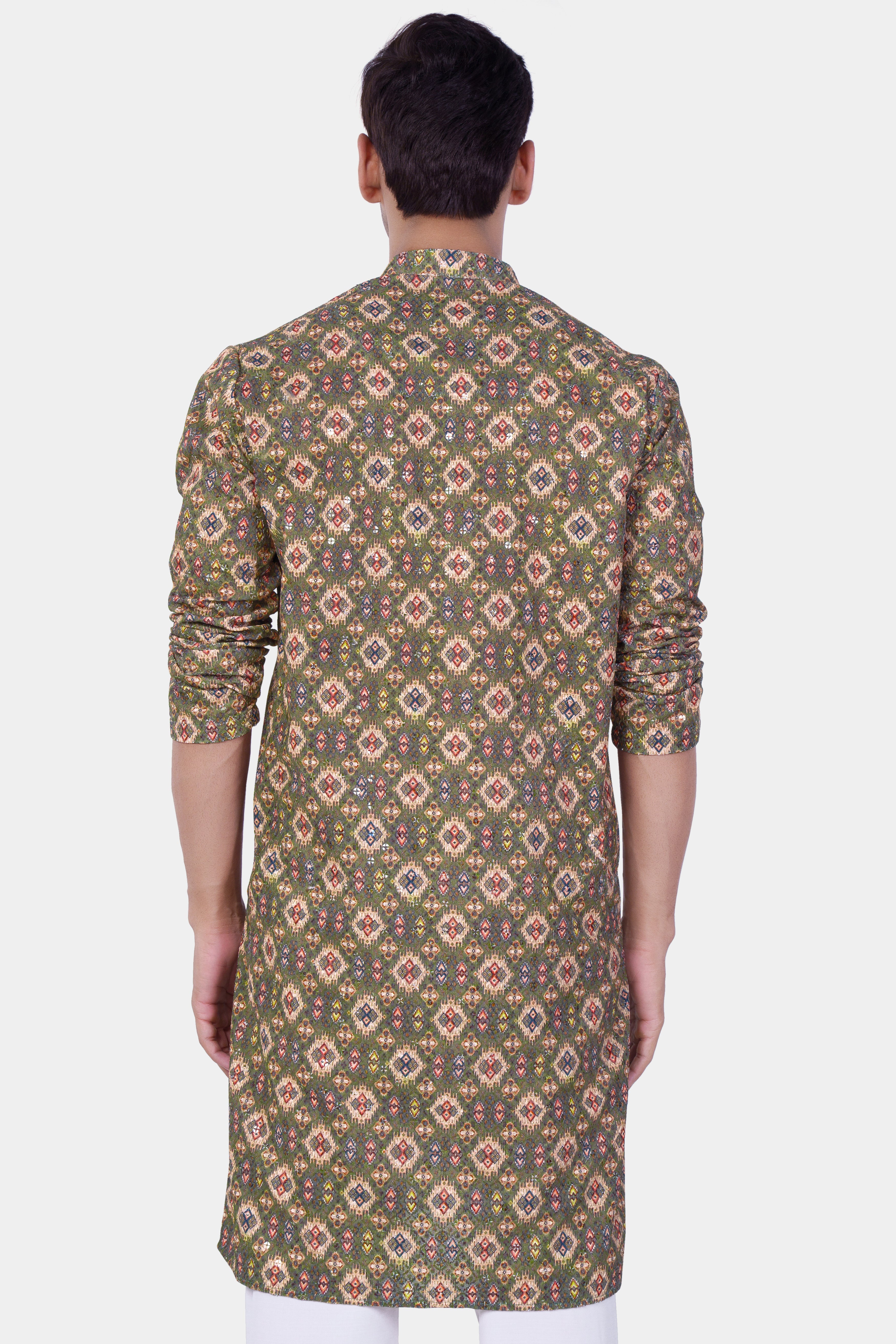 Finch Green And Coffee Brown MultiColour Designer Embroidered Kurta