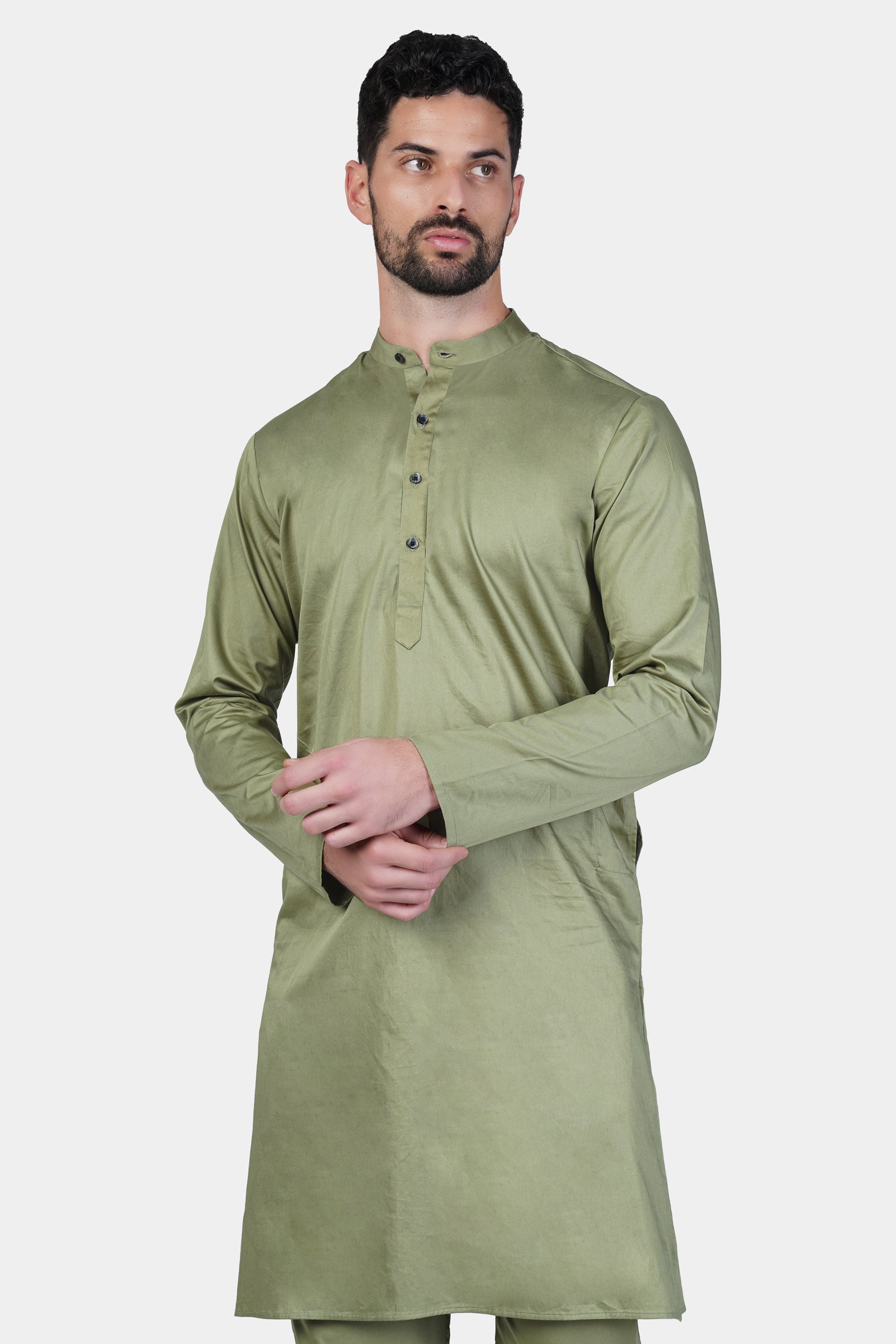 Eagle Green With Bright White Multi Color Floral Cotton Thread Embroidered Nehru Jacket With Kurta