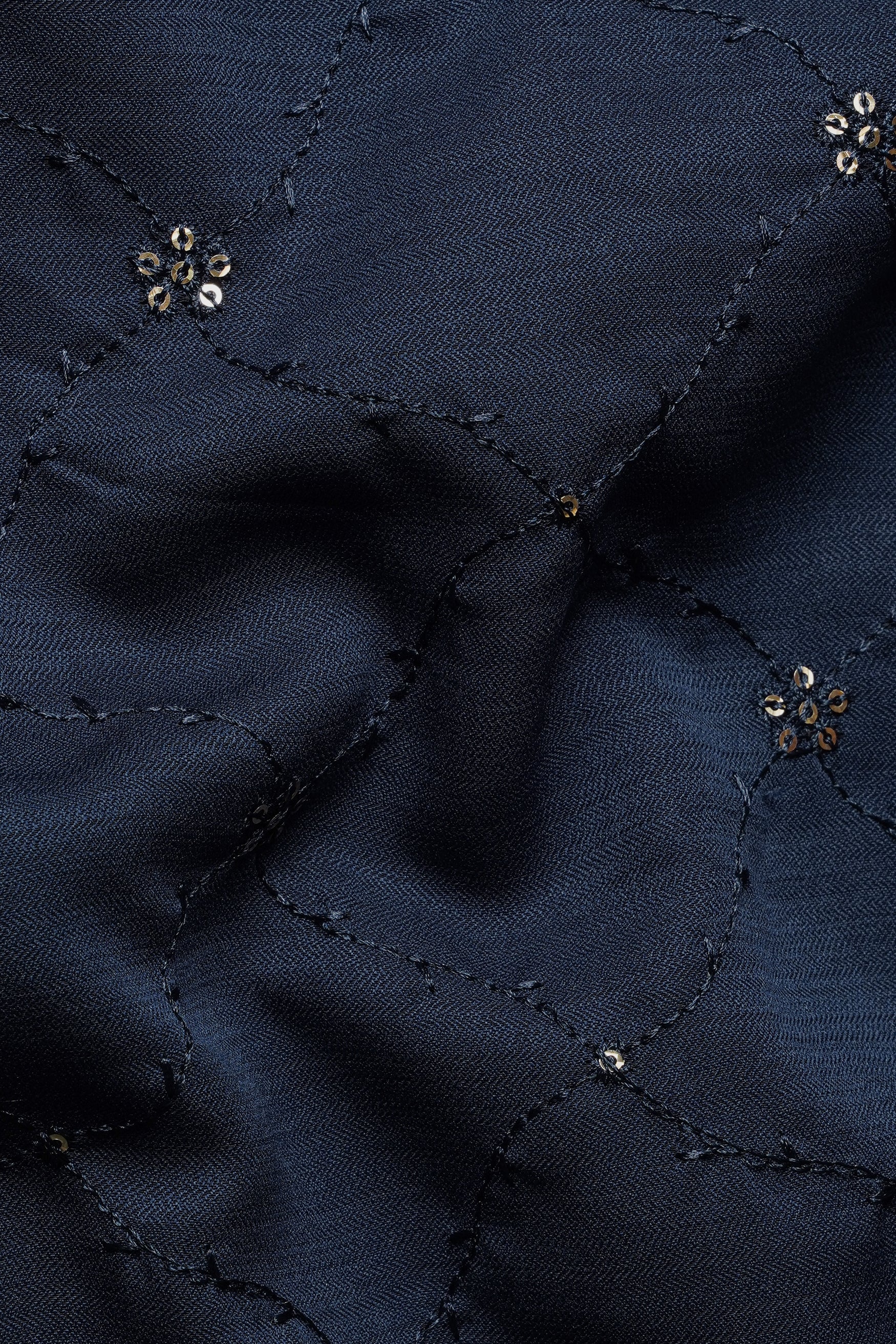 Mirage Blue Subtle Sheen Viscose Kurta Set With floral Thread and Sequin Embroidered Designer Nehru Jacket