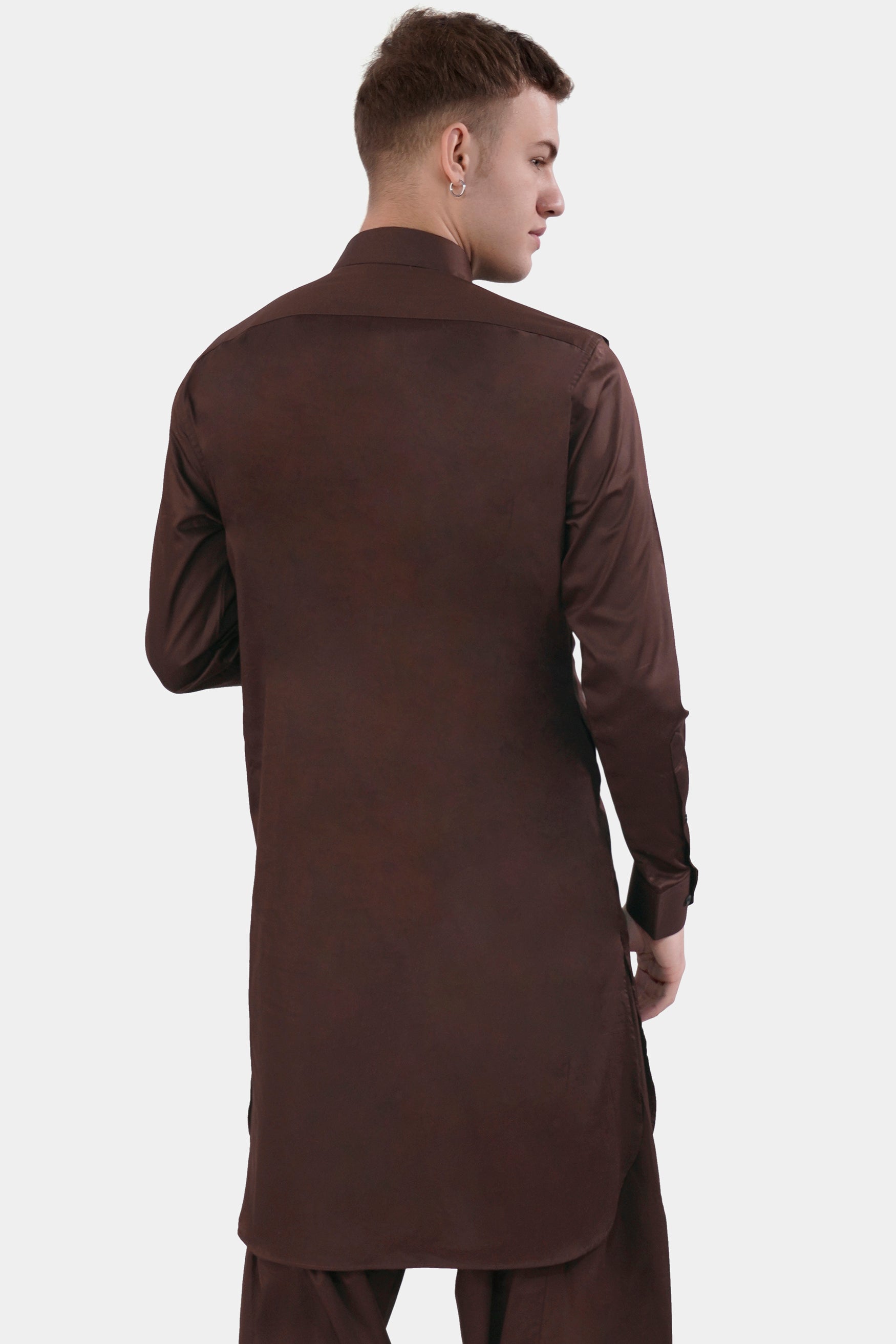 Bistre Brown Subtle Sheen Super Soft Premium Cotton Pathani