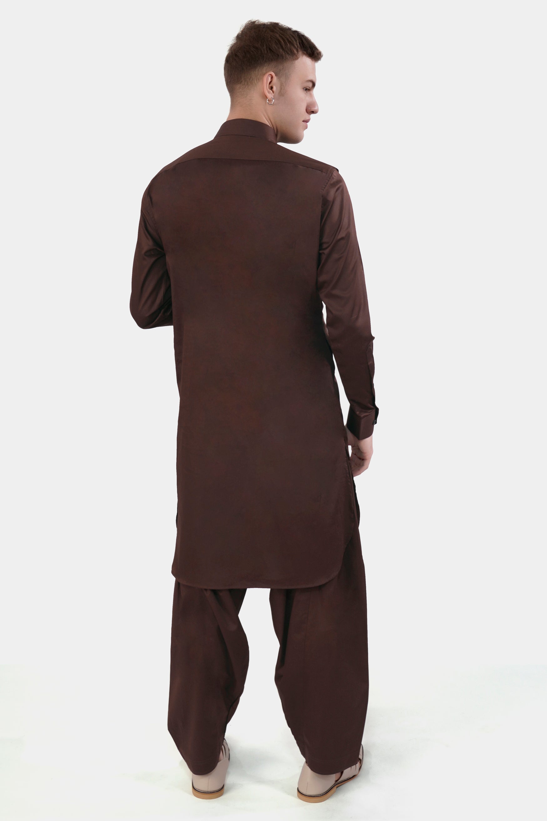 Bistre Brown Subtle Sheen Super Soft Premium Cotton Pathani