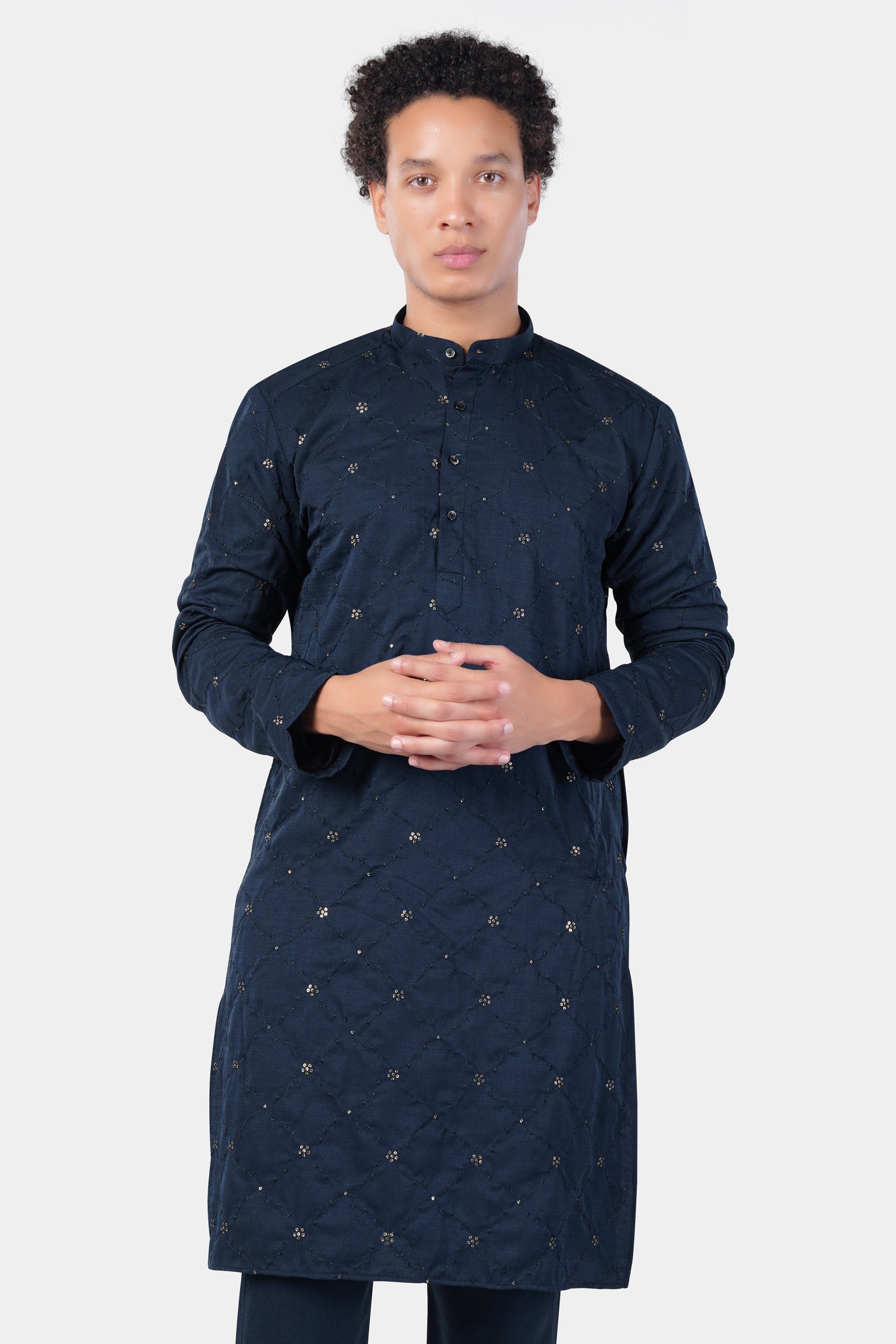 Mirage Blue floral Thread and Sequin Embroidered Subtle Sheen Viscose Designer Kurta Set