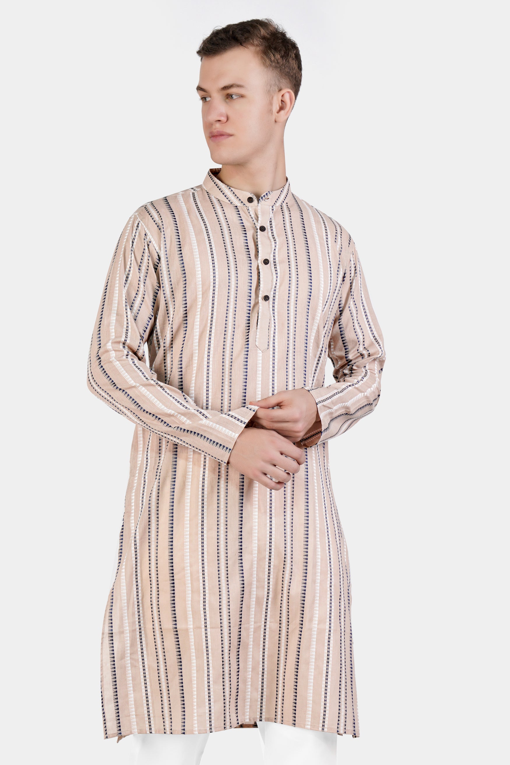 Dust Storm Brown Dobby Textured Premium Giza Cotton Kurta