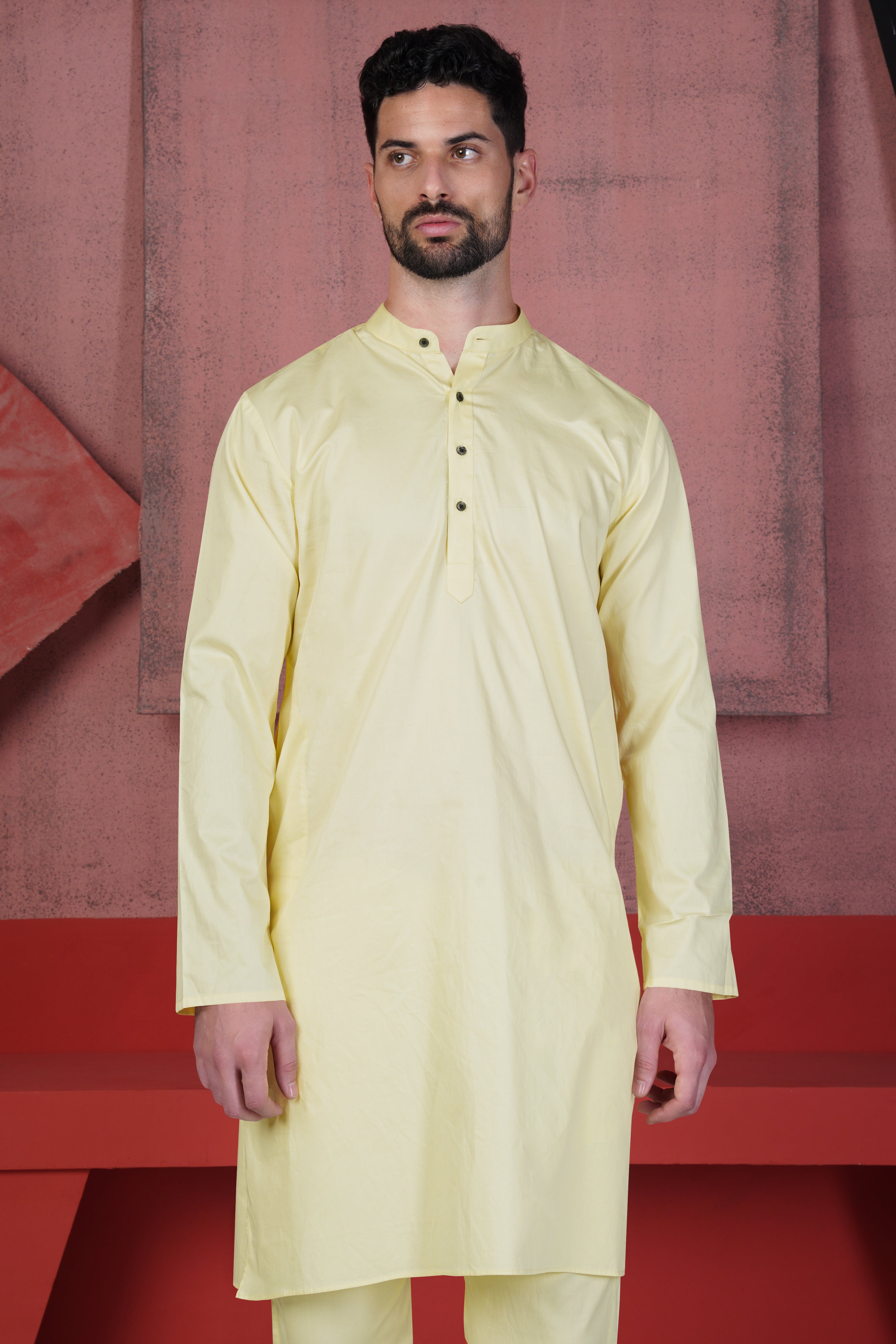 Citrine Yellow Subtle Sheen Super Soft Premium Cotton Kurta Set