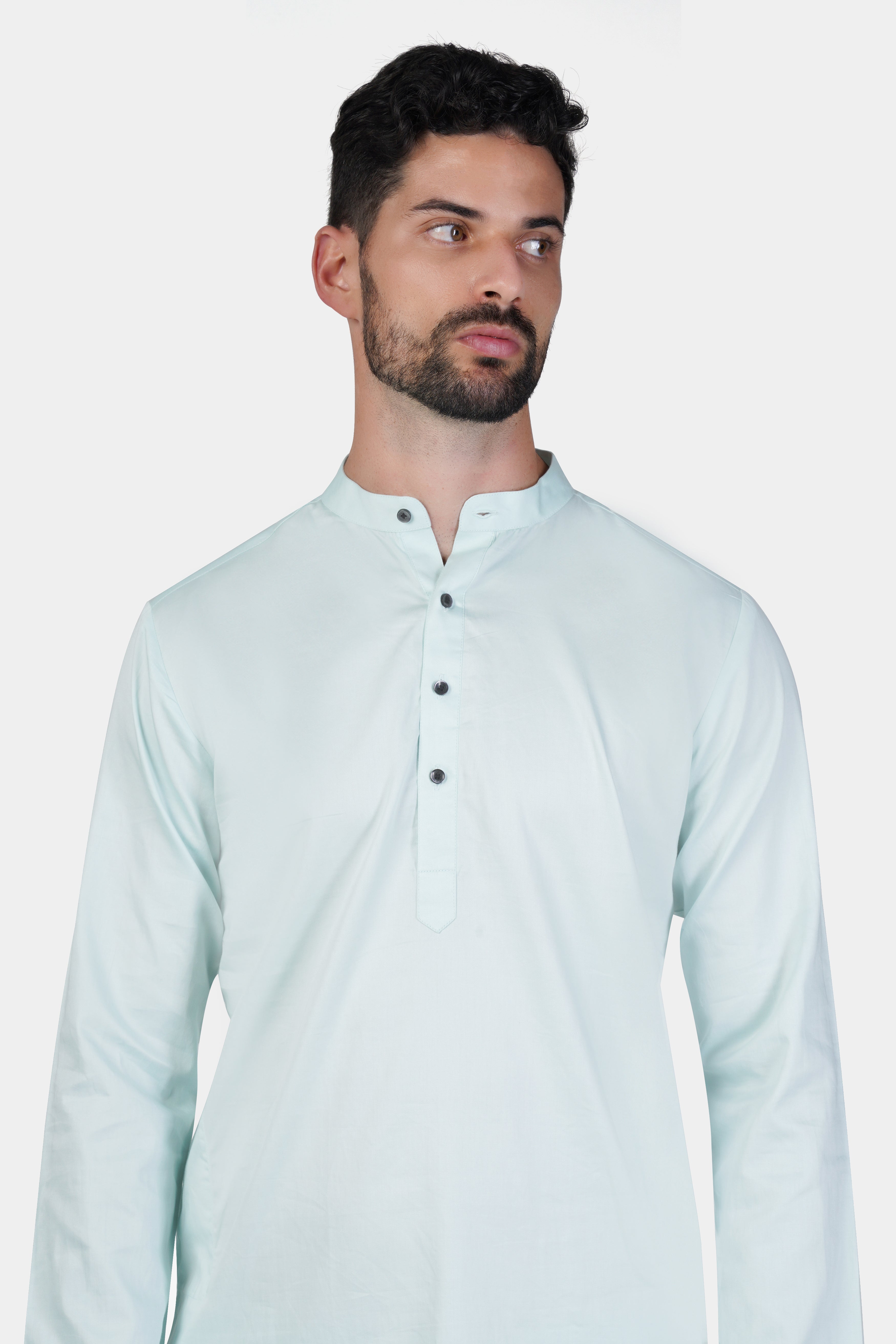 Timberwolf Blue Subtle Sheen Super Soft Premium Cotton Kurta Set