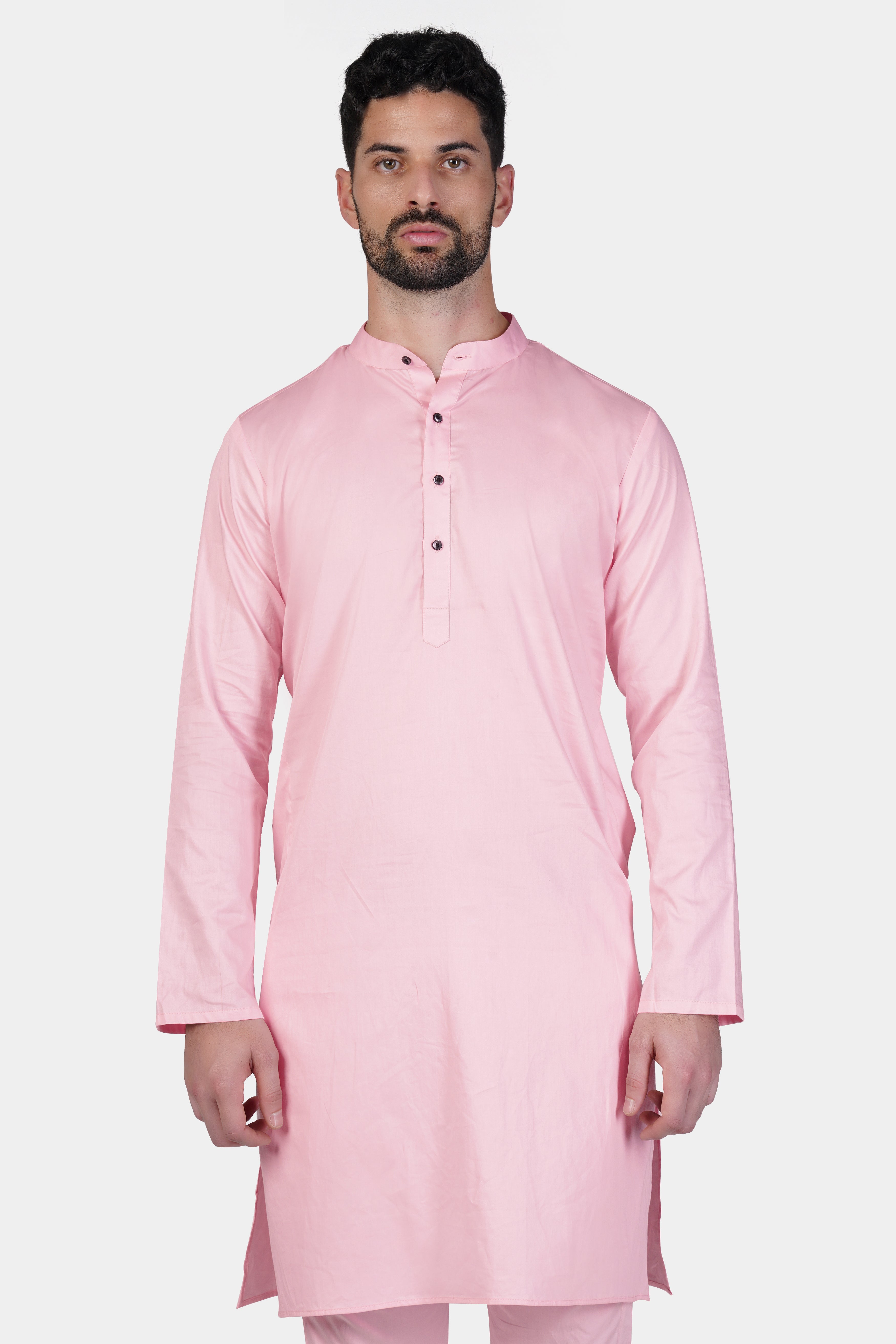 Pastel Pink Subtle Sheen Super Soft Premium Cotton Kurta Set