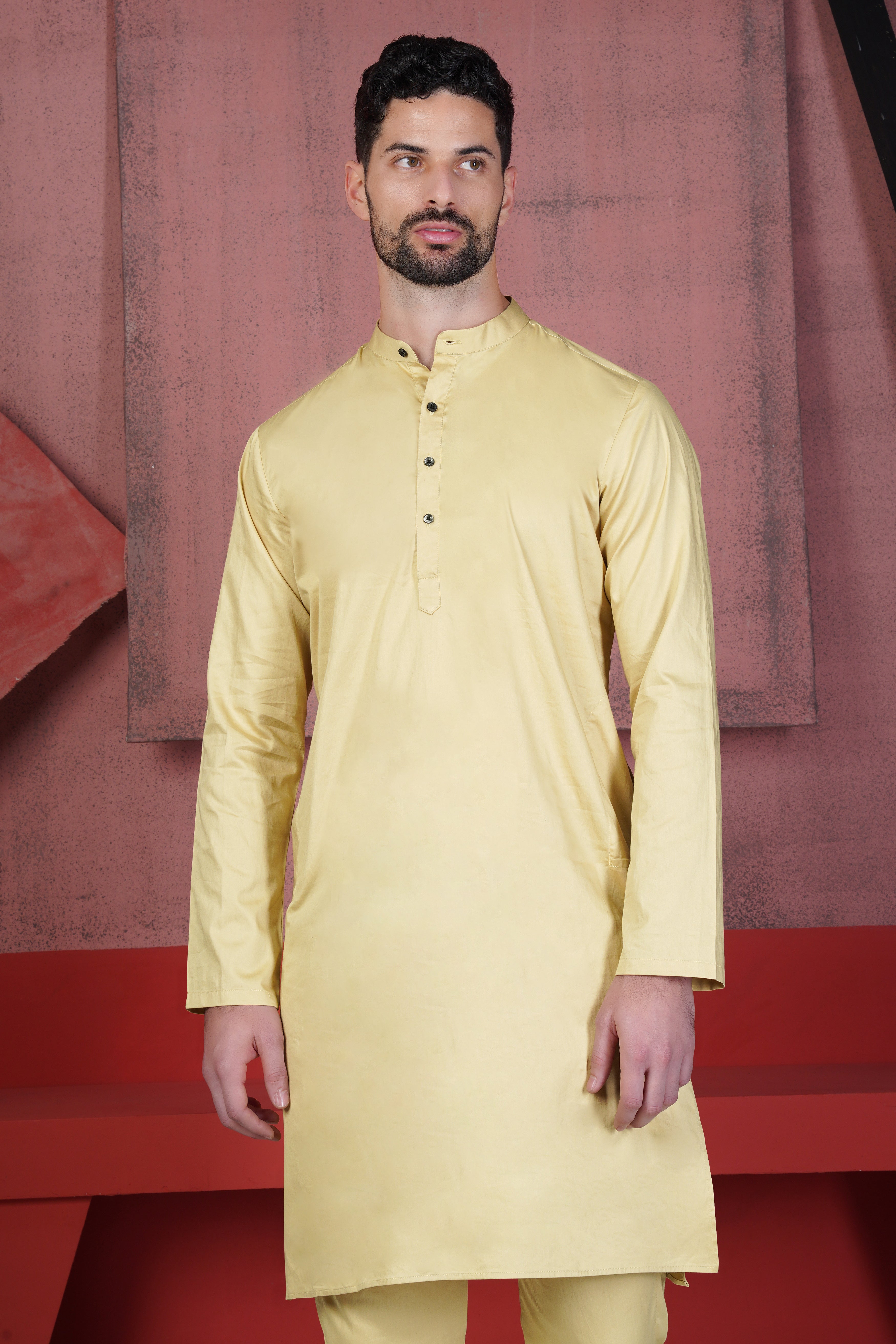 Sidecar Yellow Subtle Sheen Super Soft Premium Cotton Kurta Set