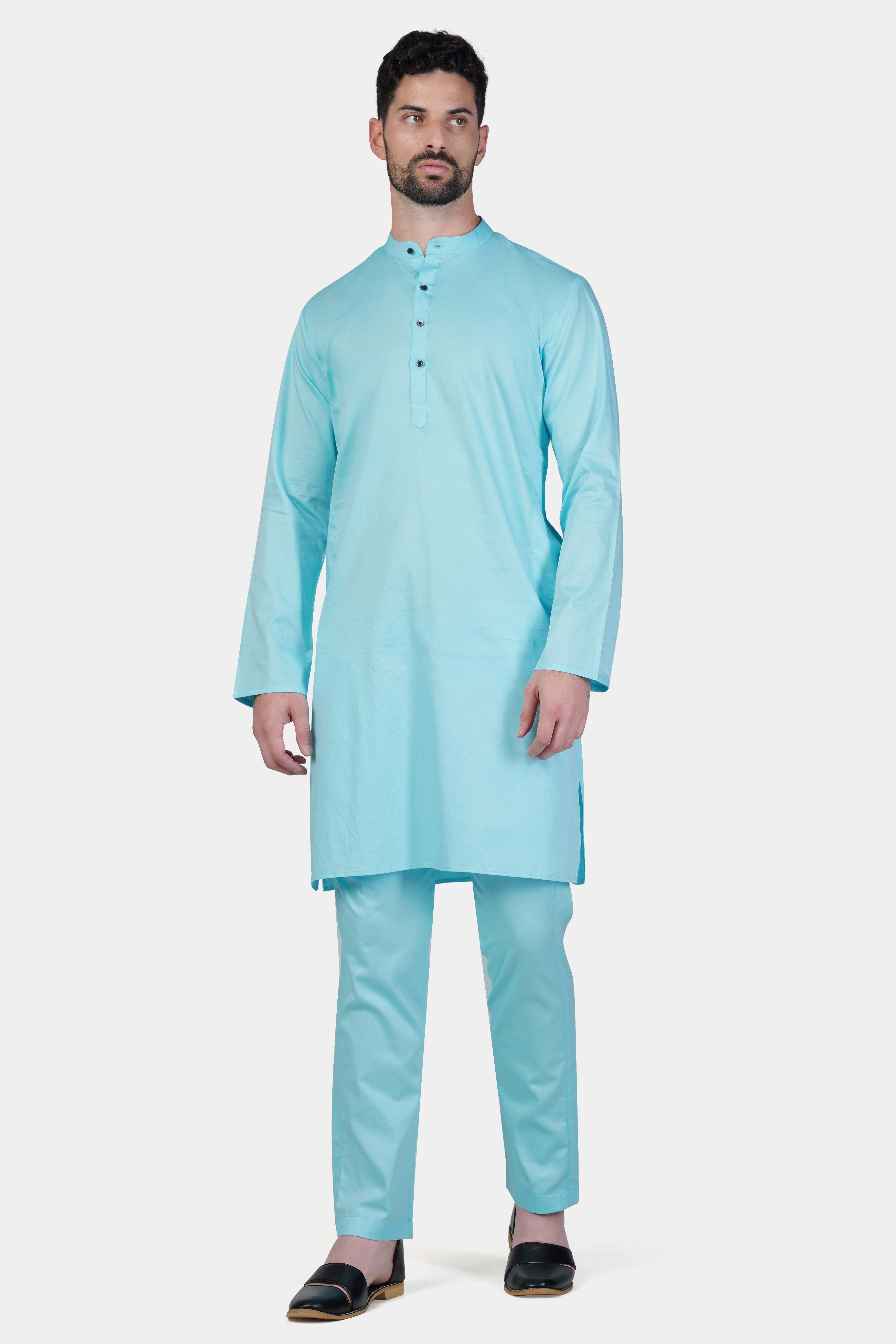 Blizzard Blue Subtle Sheen Super Soft Premium Cotton Kurta Set