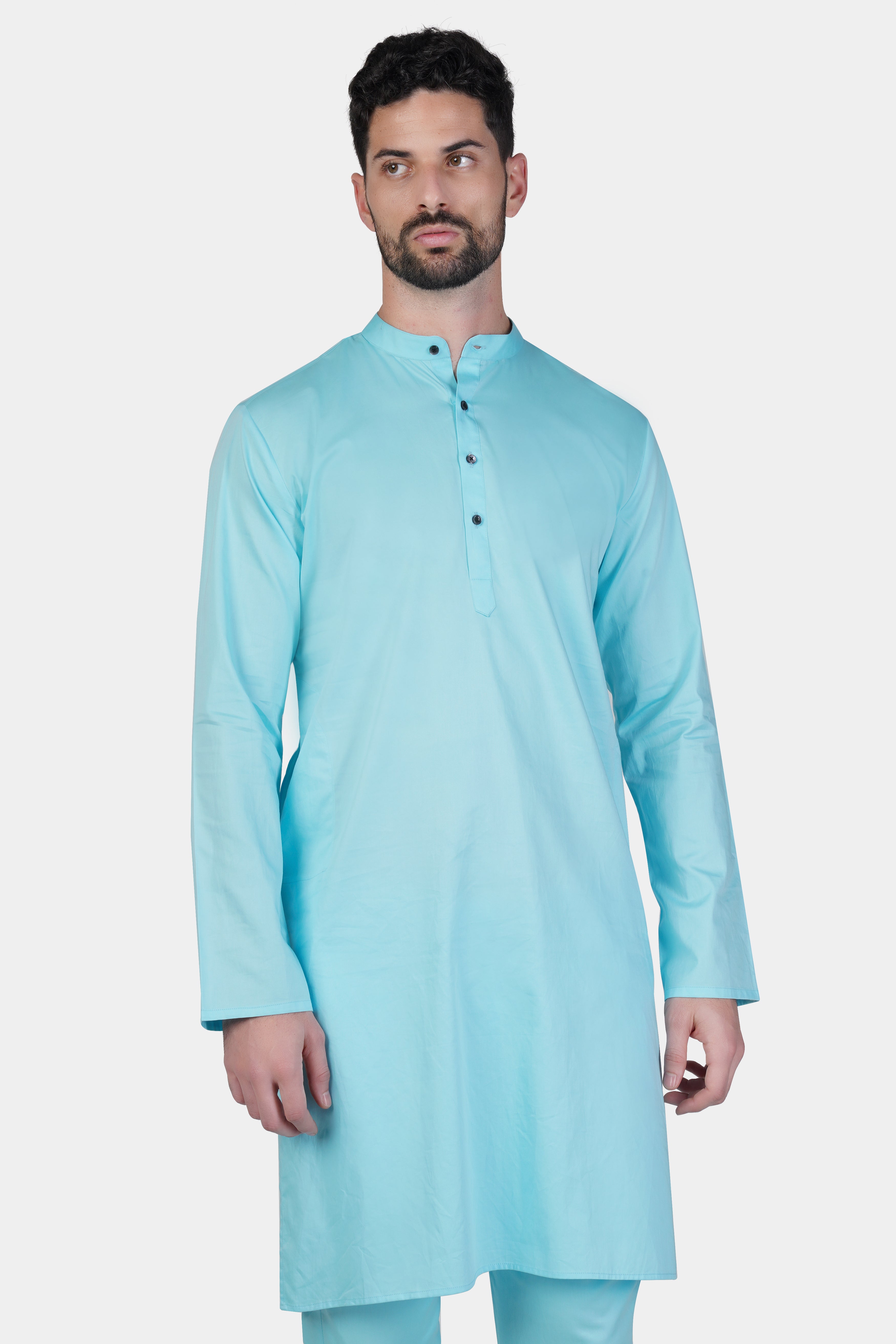 Blizzard Blue Subtle Sheen Super Soft Premium Cotton Kurta Set