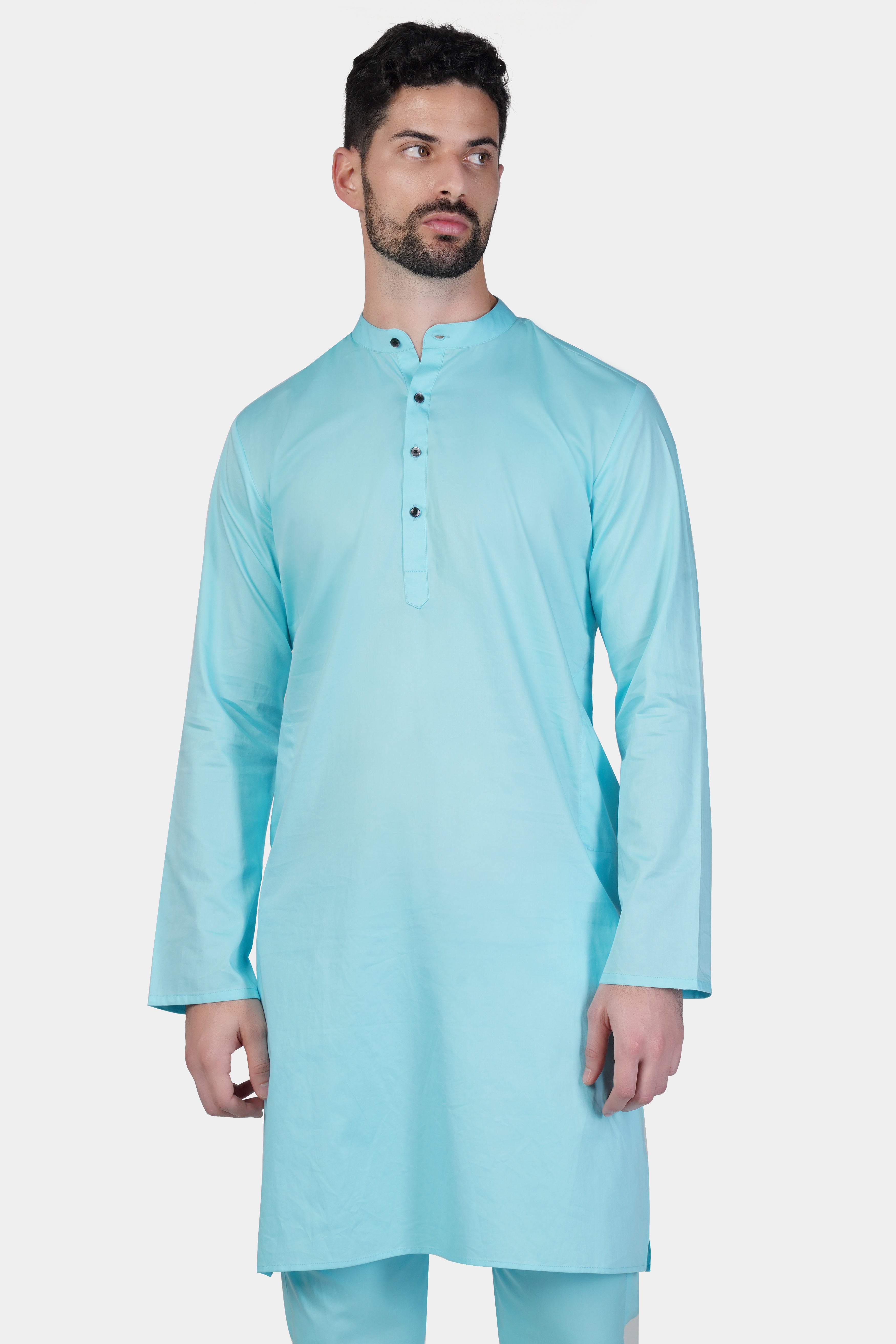 Blizzard Blue Subtle Sheen Super Soft Premium Cotton Kurta Set