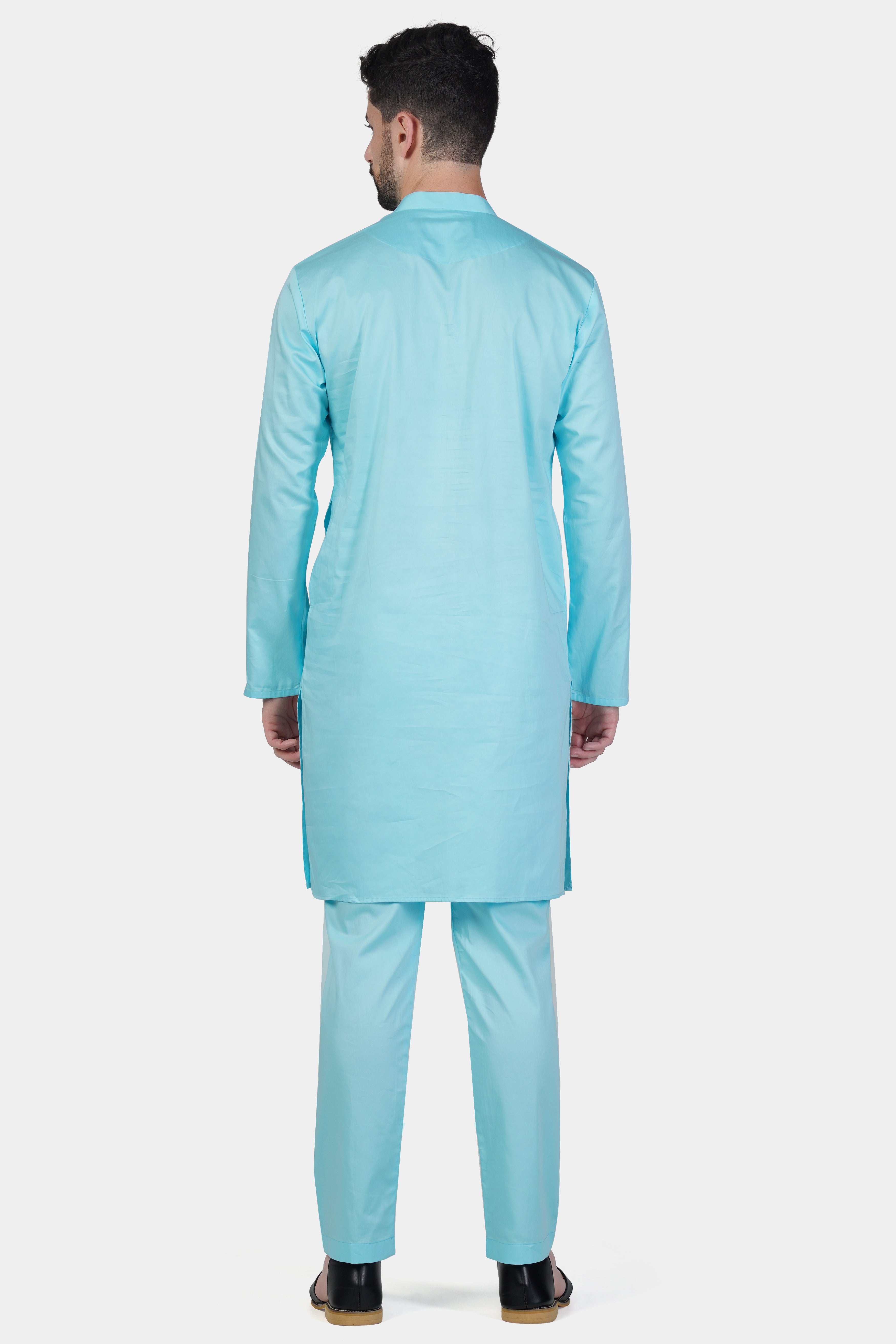 Blizzard Blue Subtle Sheen Super Soft Premium Cotton Kurta Set